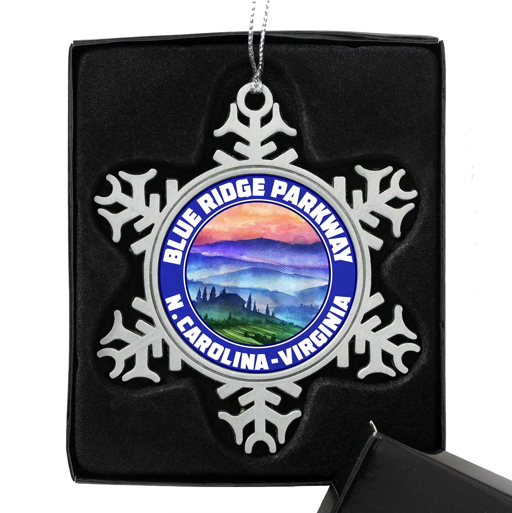 Blue Ridge Parkway Pewter Christmas Ornament  3" x 3" North Carolina Virginia
