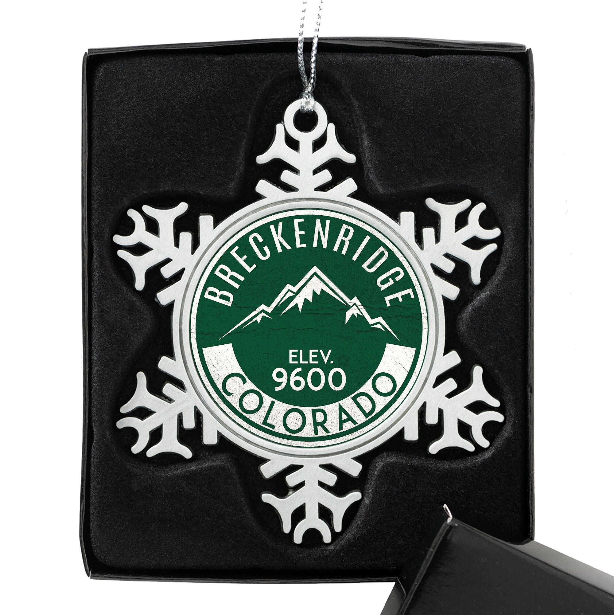 Pewter Christmas Ornament Breckenridge Colorado Ski 3" Metal Skiing