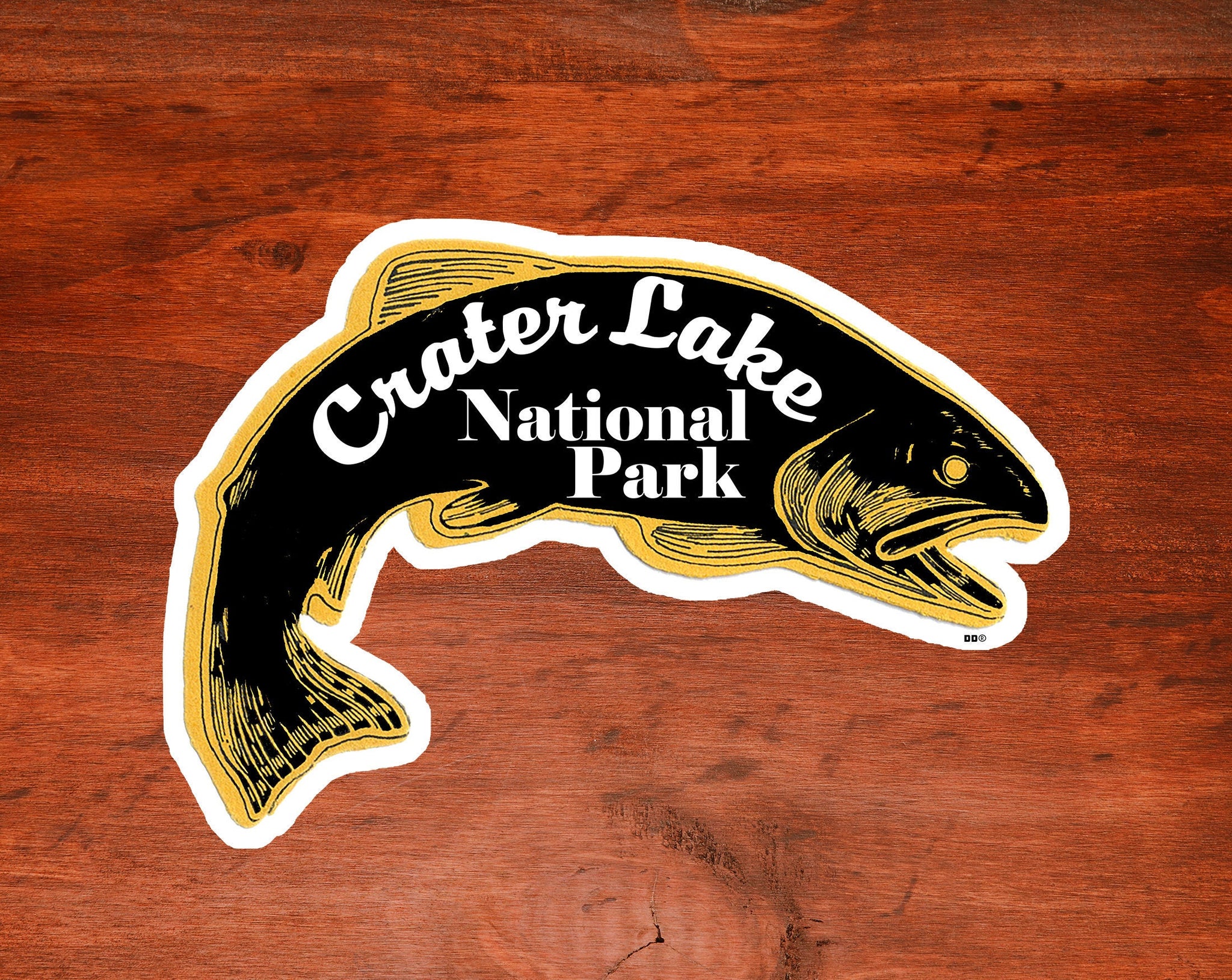 Crater Lake National Park Decal Sticker Vinyl 3.75" x 2.75" Fish Laptop Oregon