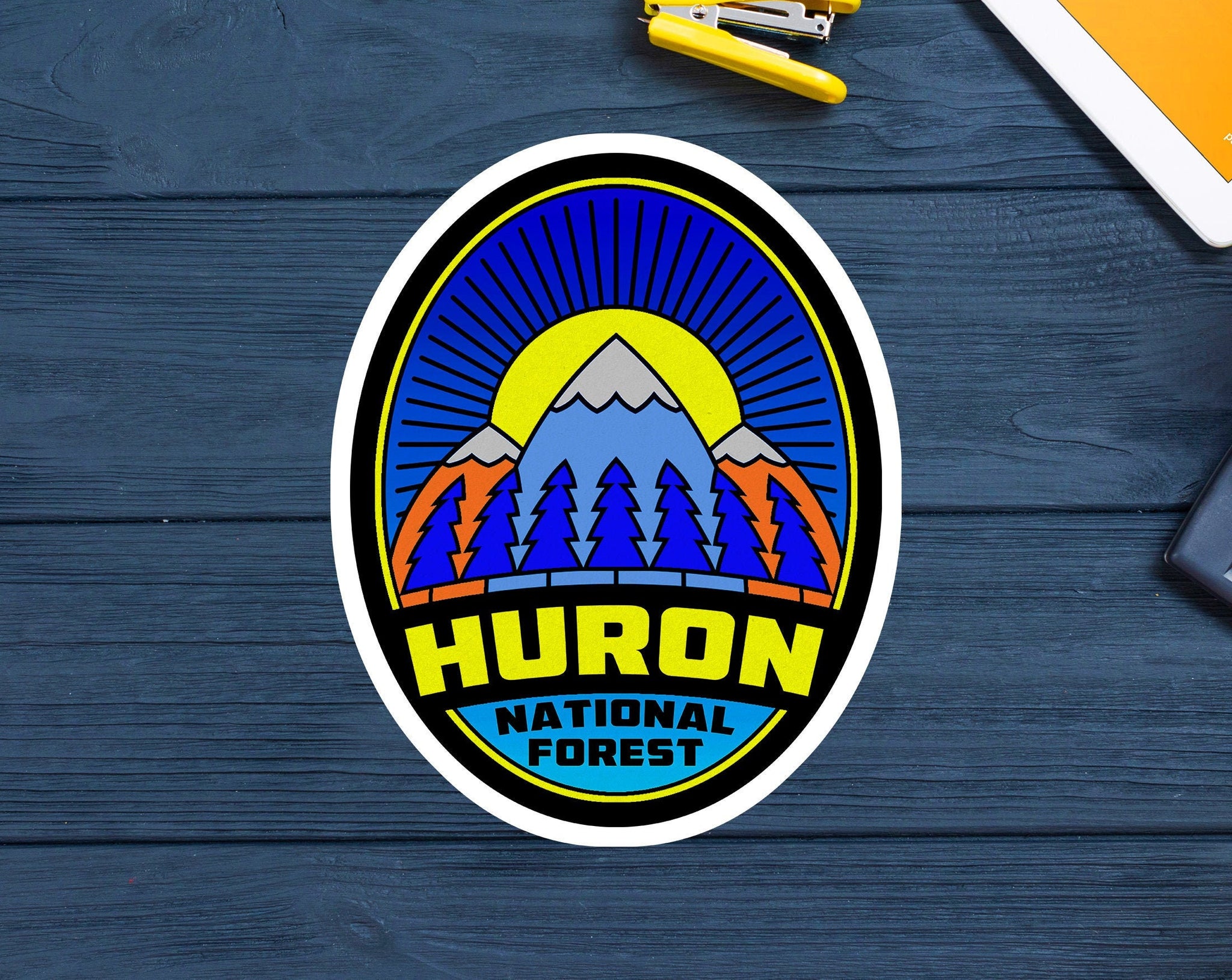 Huron National Forest Decal Sticker 3.5" x 2.75" Michigan Vinyl