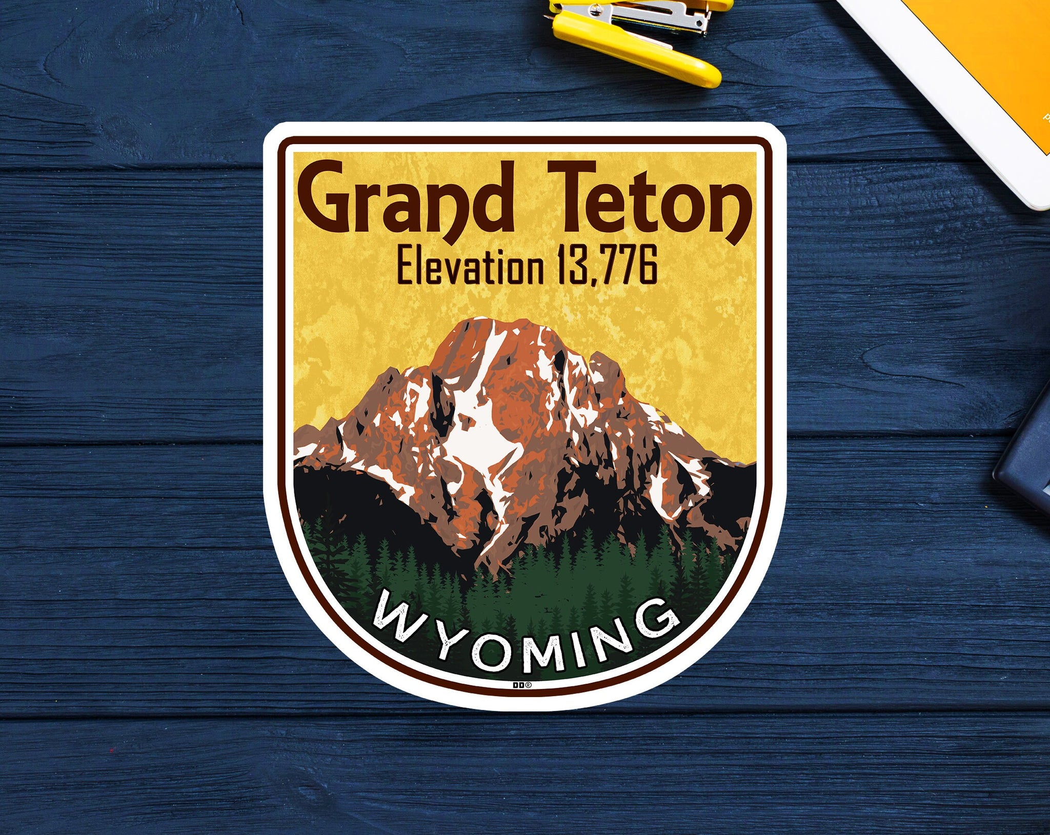Grand Teton  Decal Sticker Wyoming Tetons 2.75" x 3.25" National Park Hiking Climbing