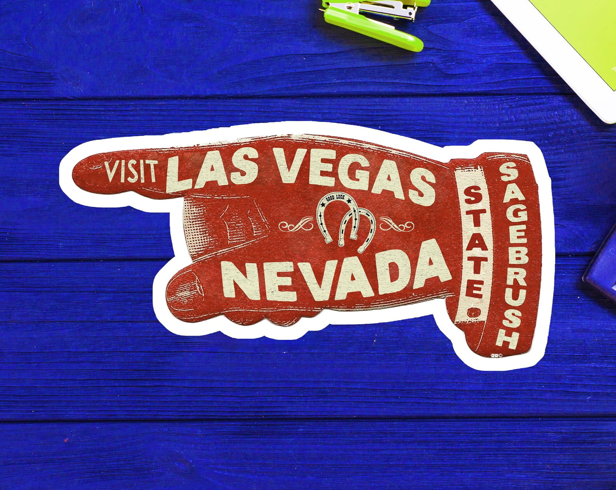 Las Vegas Nevada Decal Sticker 3.75" Vintage Hand Sagebrush State Hoover Dam