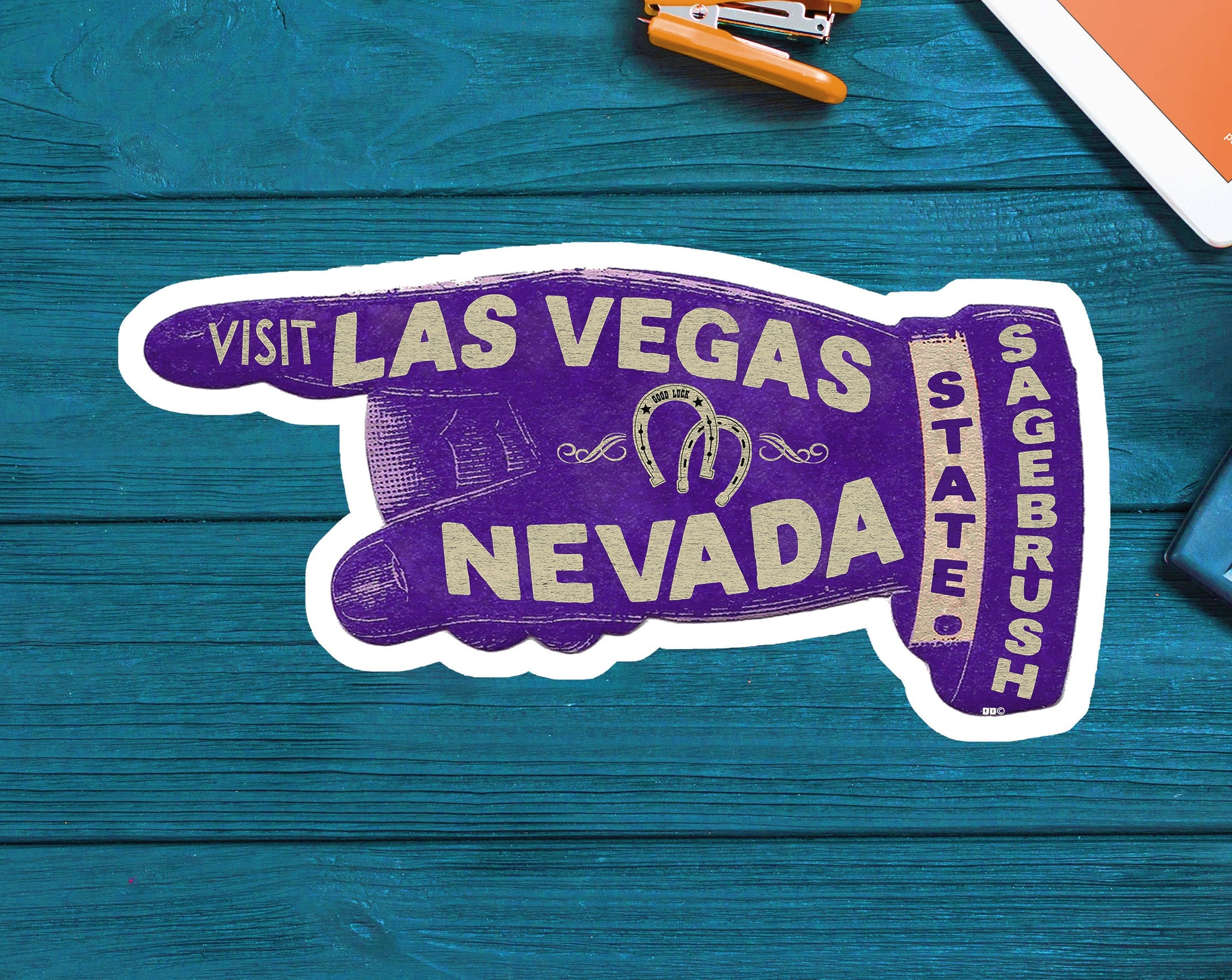 Las Vegas Nevada Decal Sticker 3.75" Vintage Hand Sagebrush State Hoover Dam