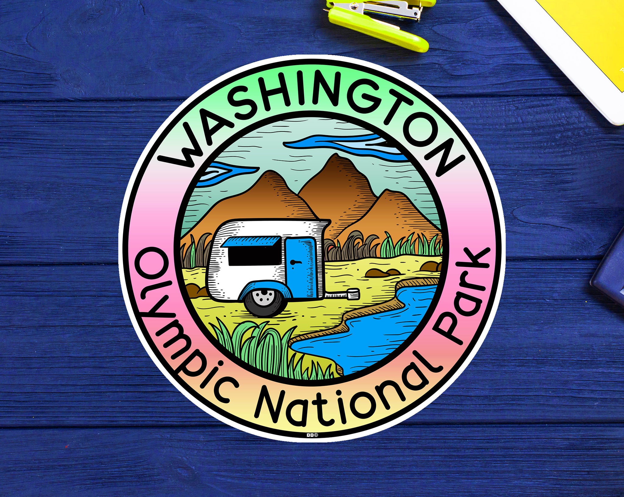 Olympic National Park Washington Decal Sticker Vinyl Camping Camper Camp Vintage 3"