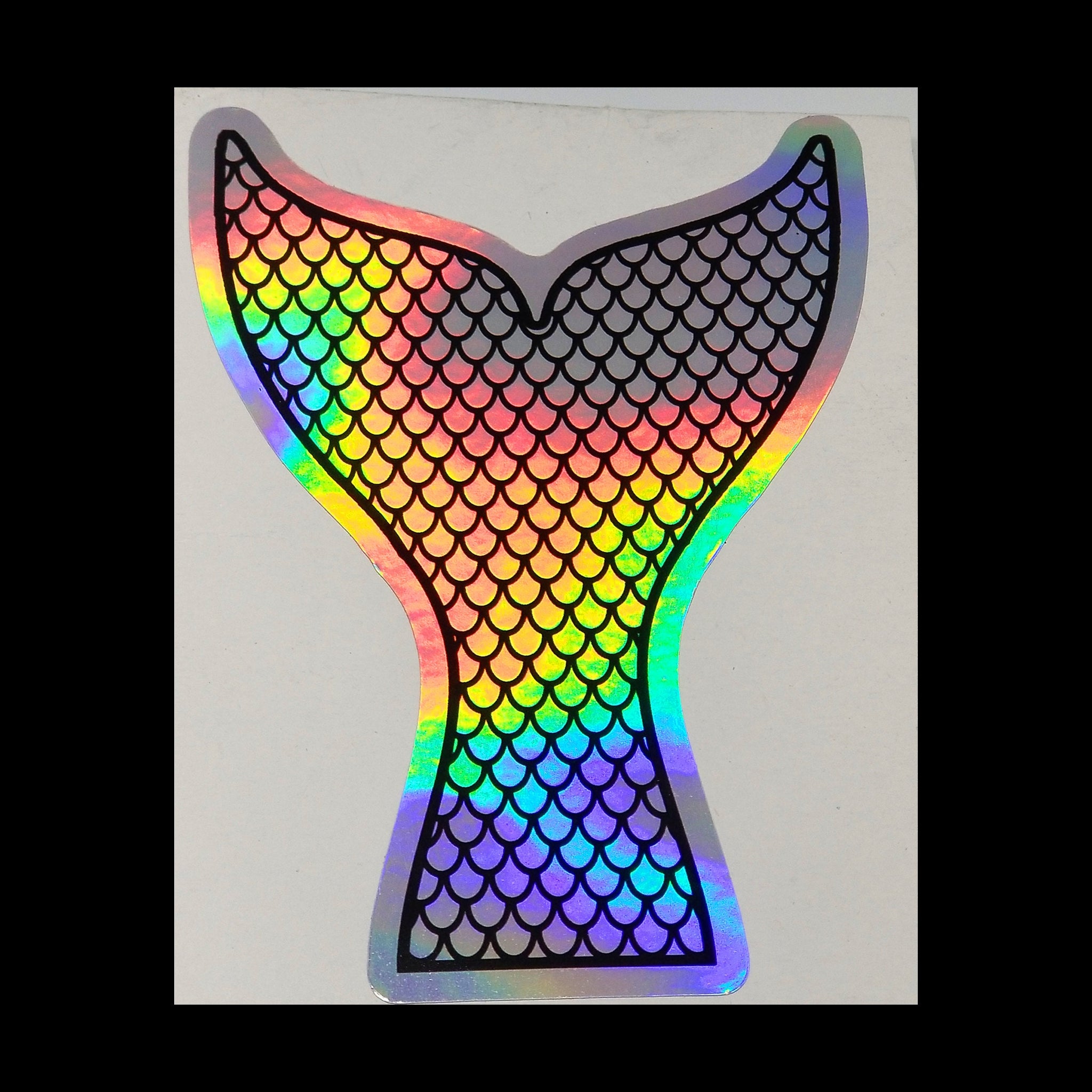 Mermaid Tail Decal Sticker 5" and 3" Holographic Rainbow Colorful Oil Slick Hologram