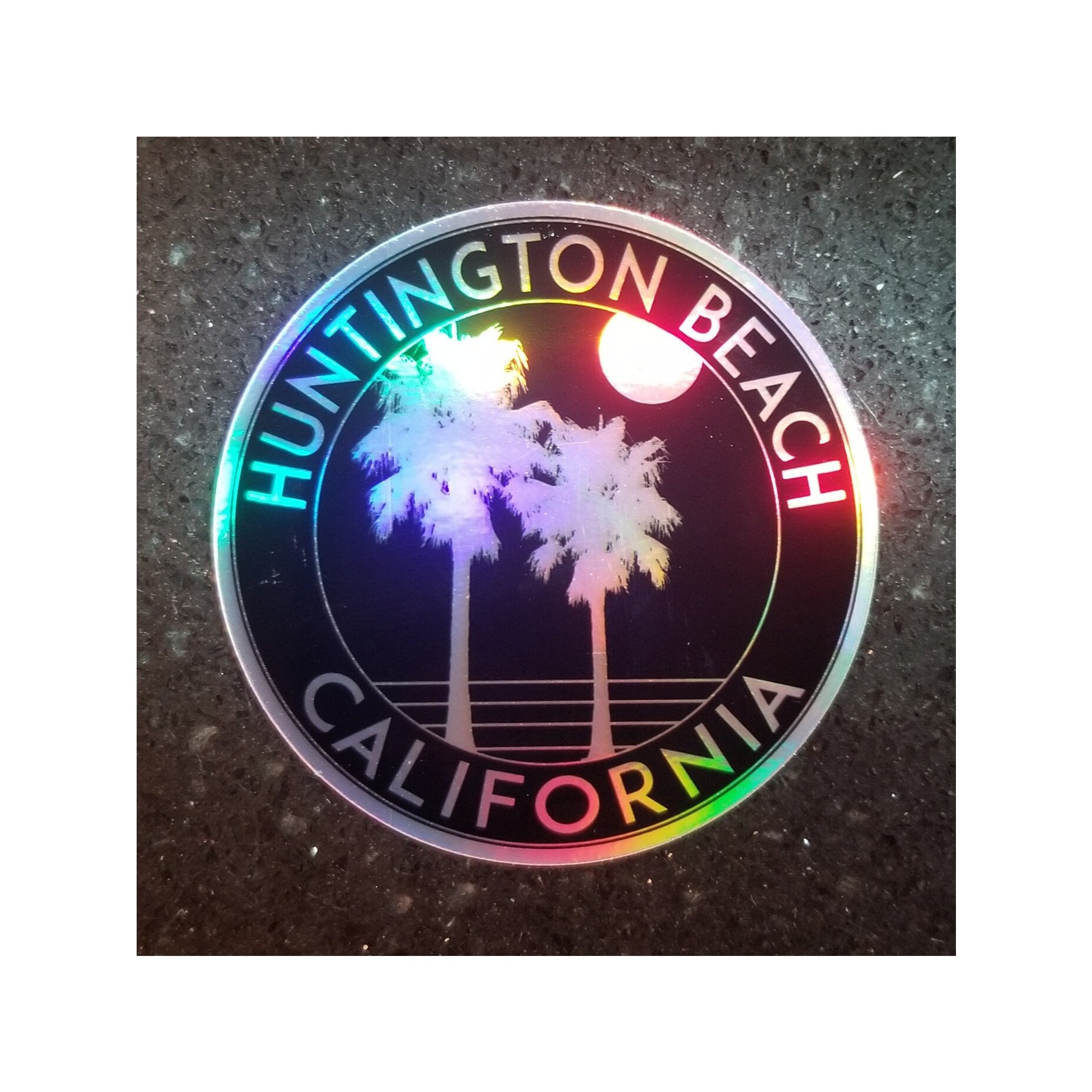 Huntington Beach California Holographic Decal Sticker  3" Surfing Hologram Pacific Ocean Surf
