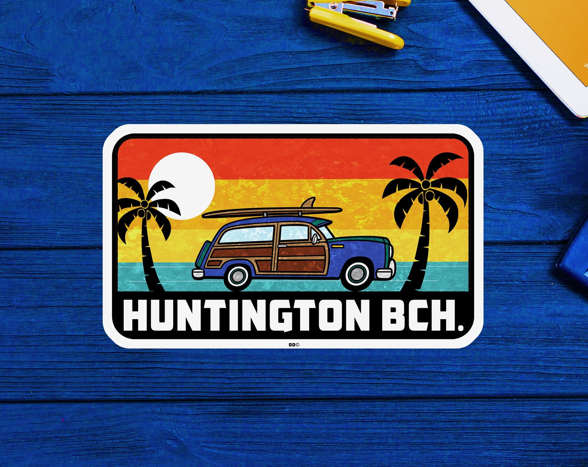 Huntington Beach California Surf Decal Sticker  3.75" Surfing Pacific Ocean