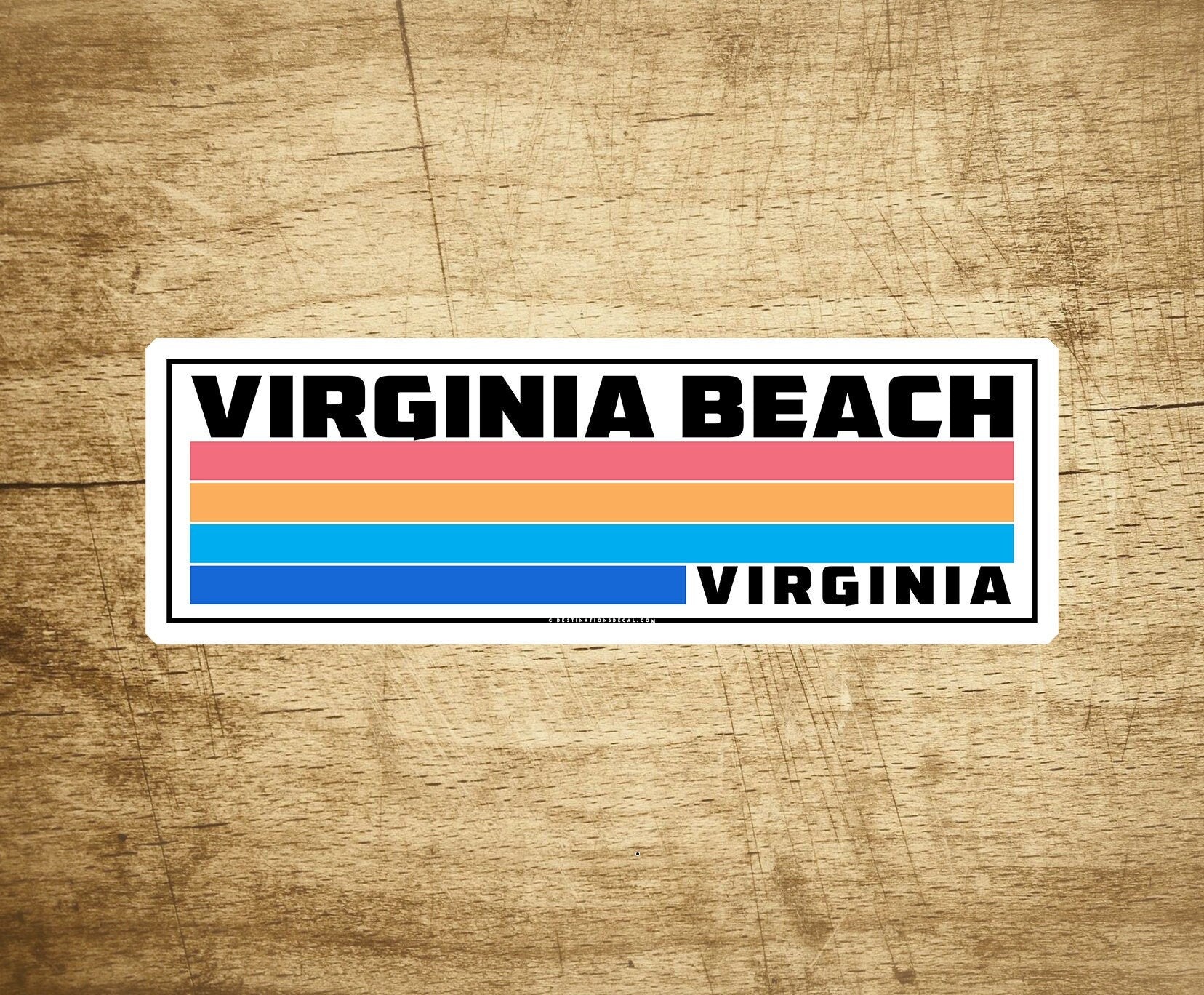Virginia Beach Virginia Sticker Travel Decal 3.75" X 1.3" Vinyl Indoor Outdoor Laptop