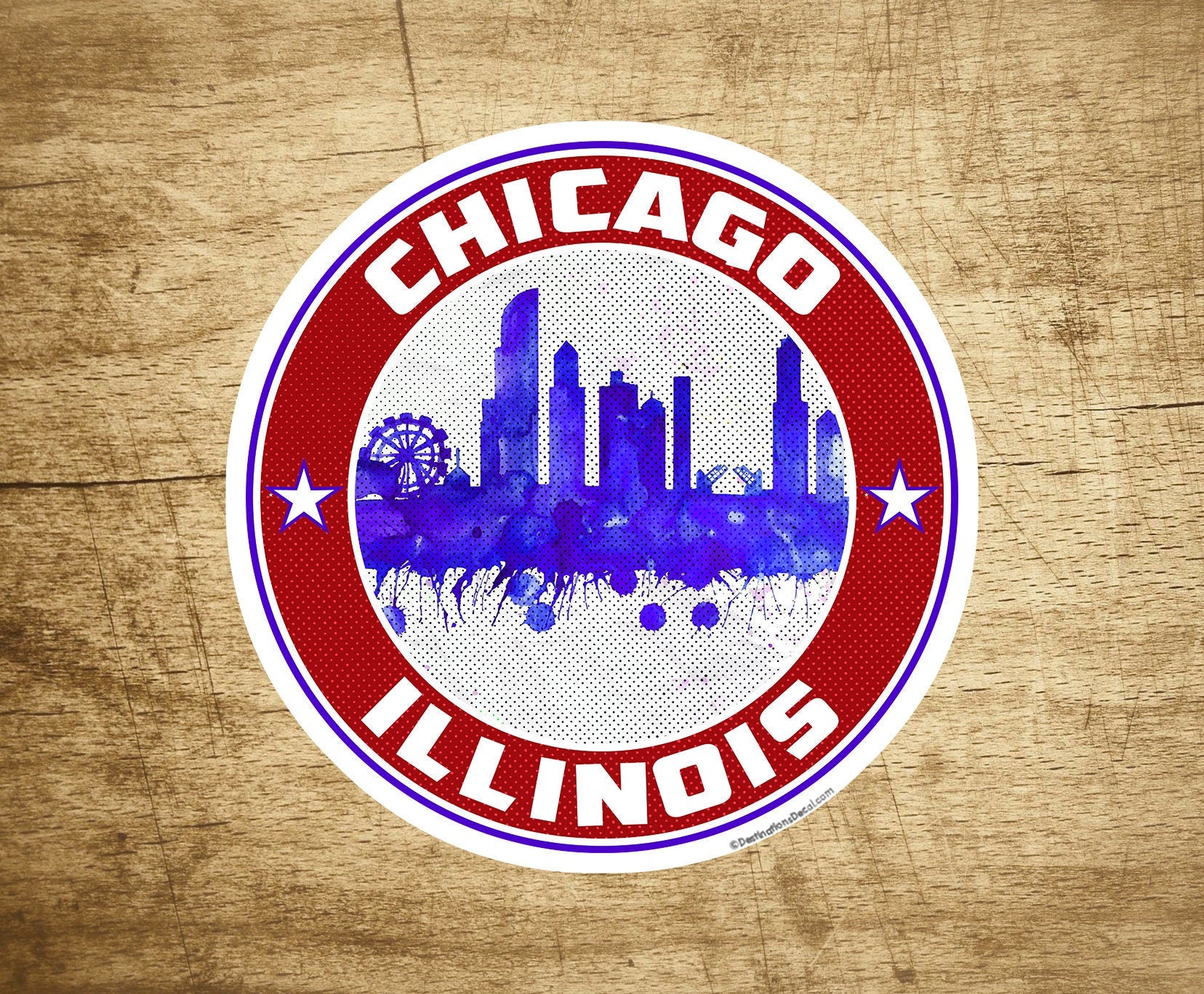 3" Chicago Illinois Sticker Decal Lake Michigan Skyline