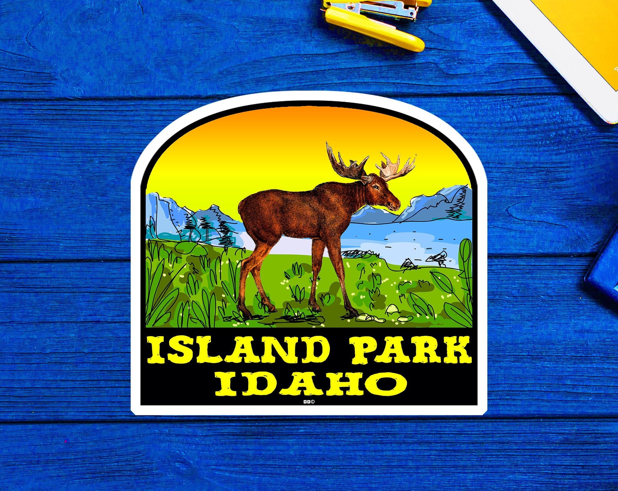 Island Park Idaho Sticker Decal Vinyl 3.2" Moose Yellowstone National Park