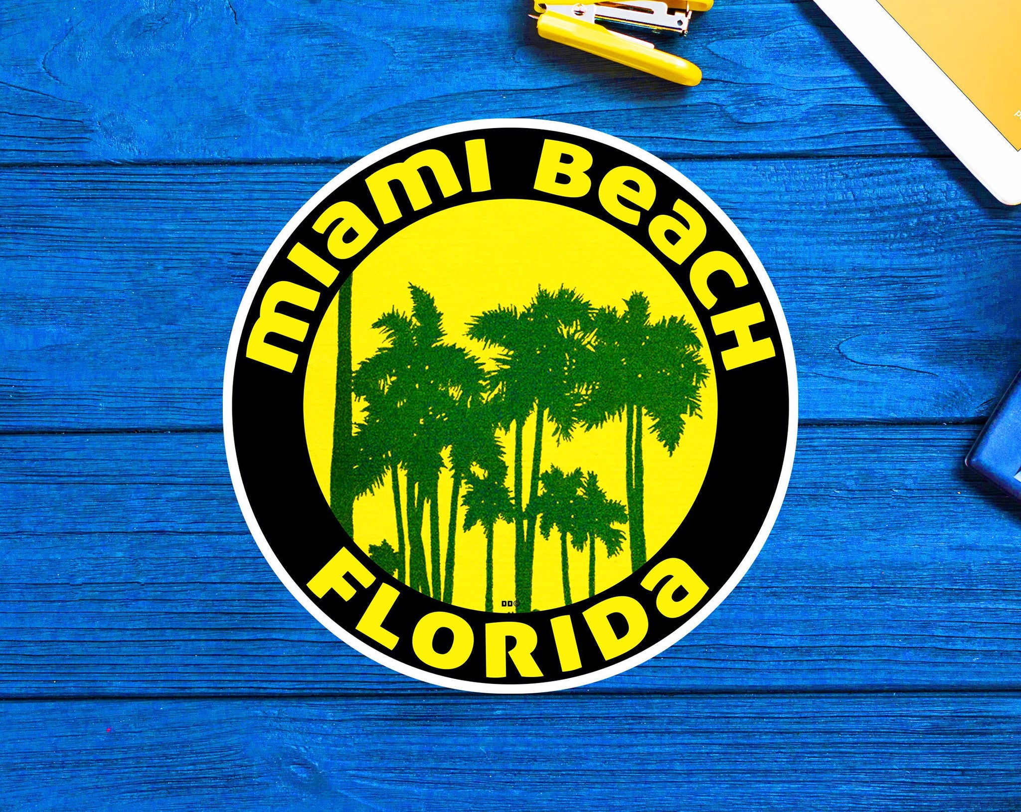 Miami Beach Florida Decal Sticker 3" Sunset Palm Trees
