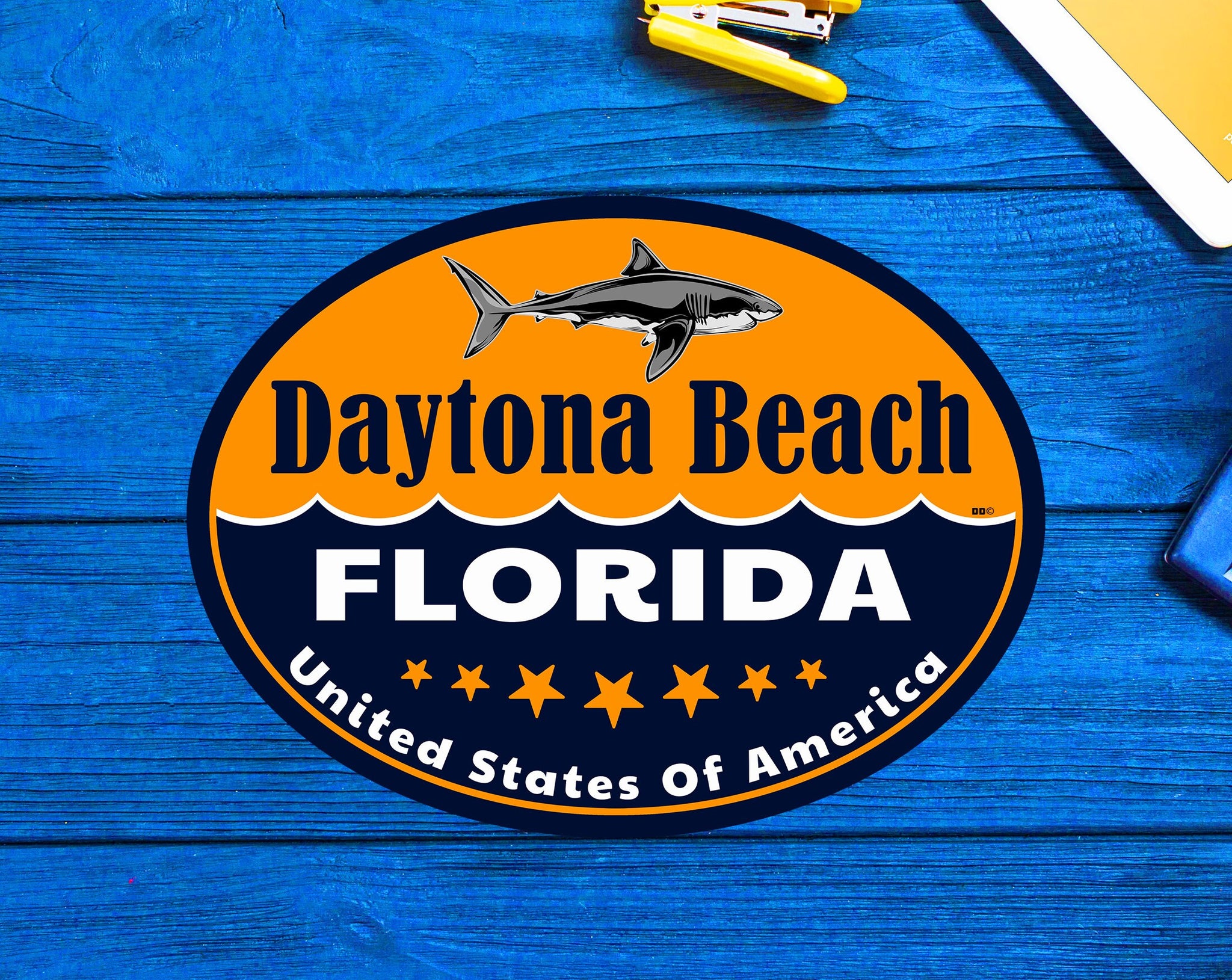 Daytona Beach Florida Decal Sticker 4" X 3" Surf Shark Surfing Laptop