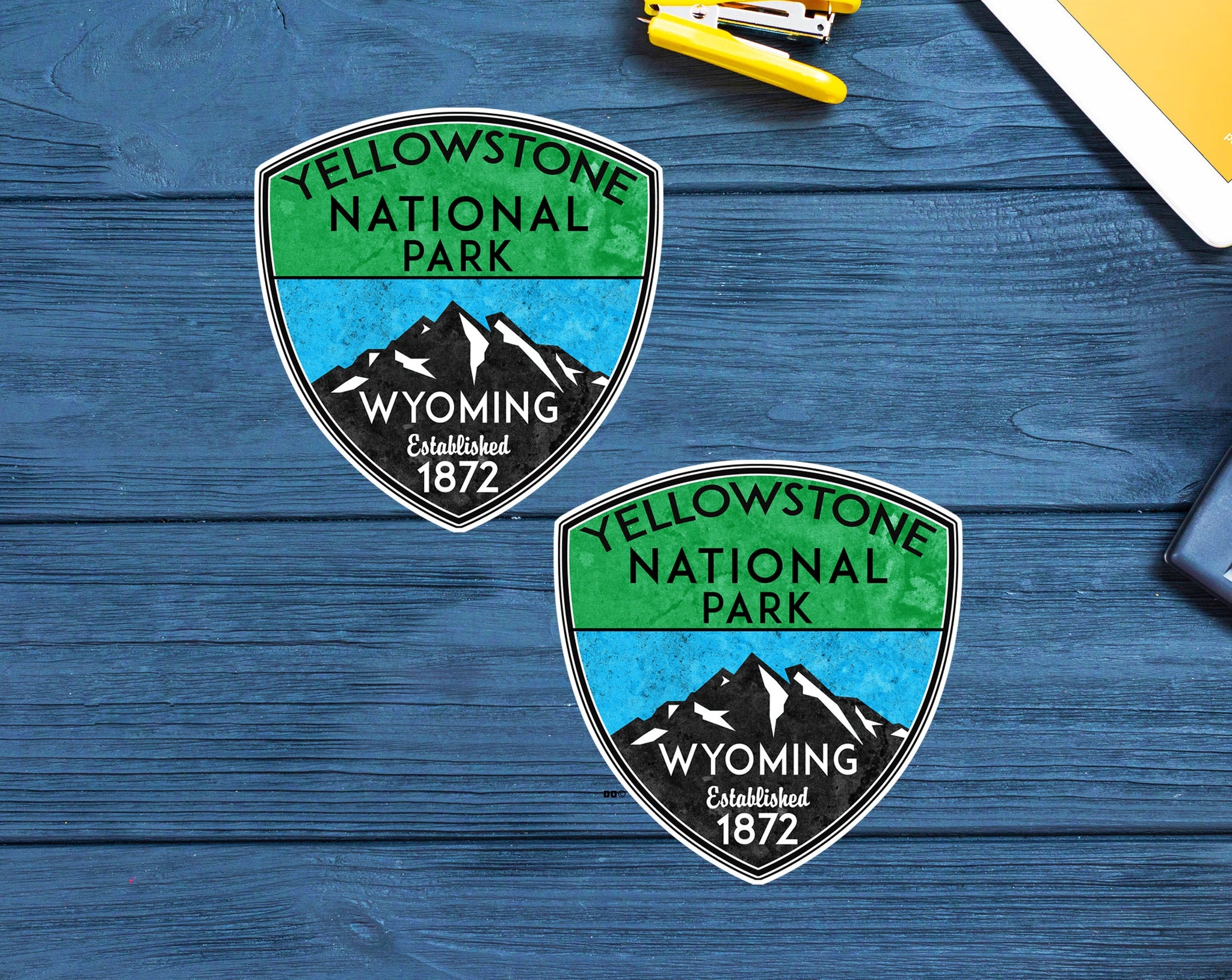 2 Yellowstone National Park 1.75" Decals Stickers Wyoming Sticker Decal Vinyl