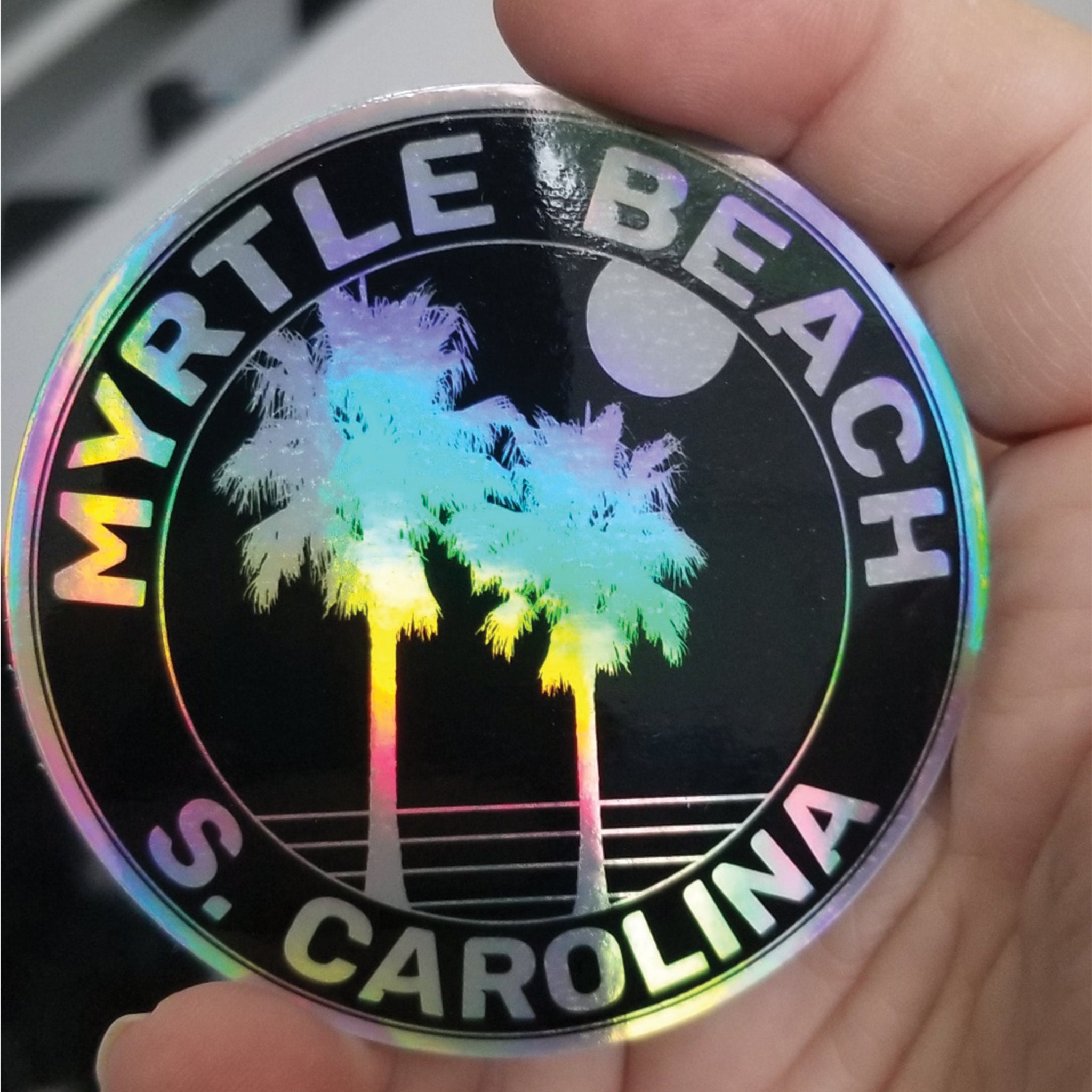 Myrtle Beach Hologram South Carolina Beach Sticker Decal 3" Holographic Holo