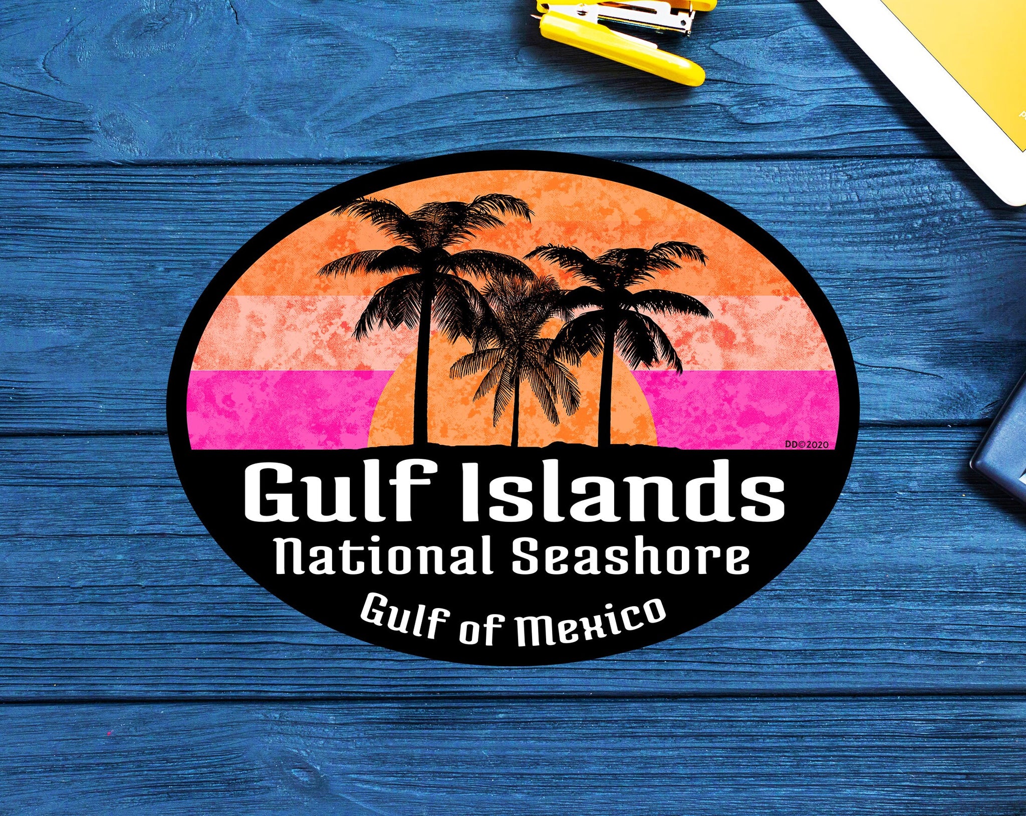 Gulf Islands National Seashore Florida Alabama Mississippi Palm Tree Sticker Decal 3.75"