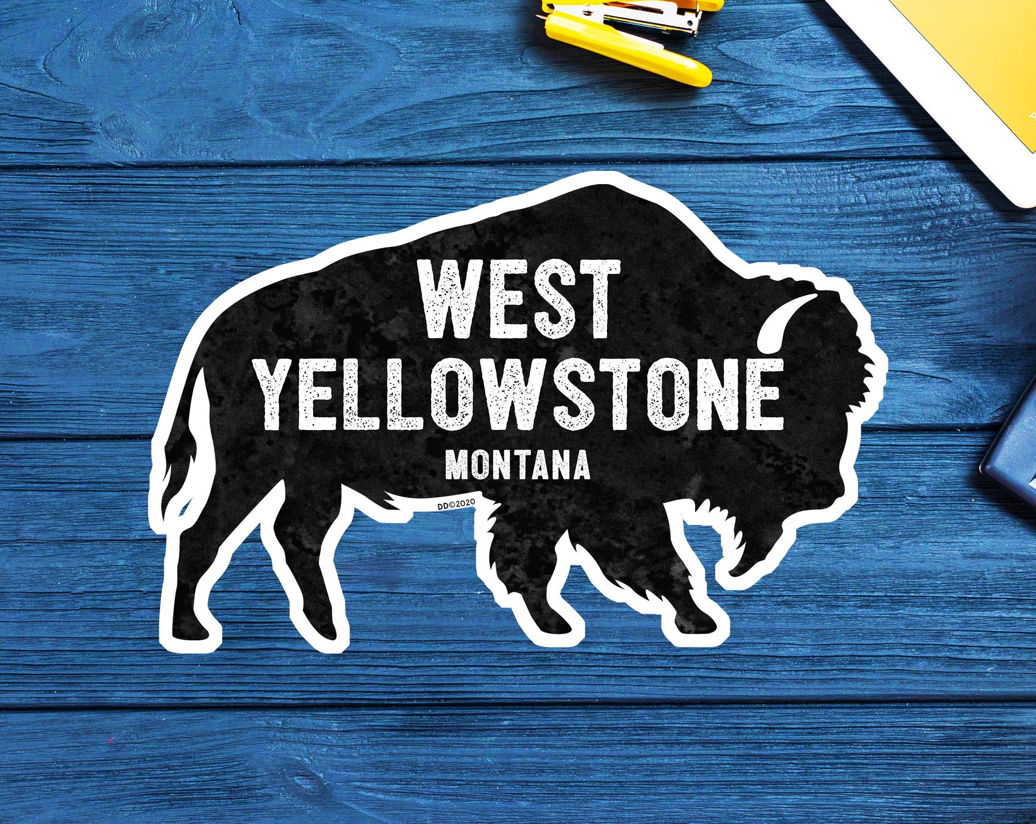 West Yellowstone National Park Decal Sticker Vinyl Bison Montana 3.75" Laptop Bumper Car
