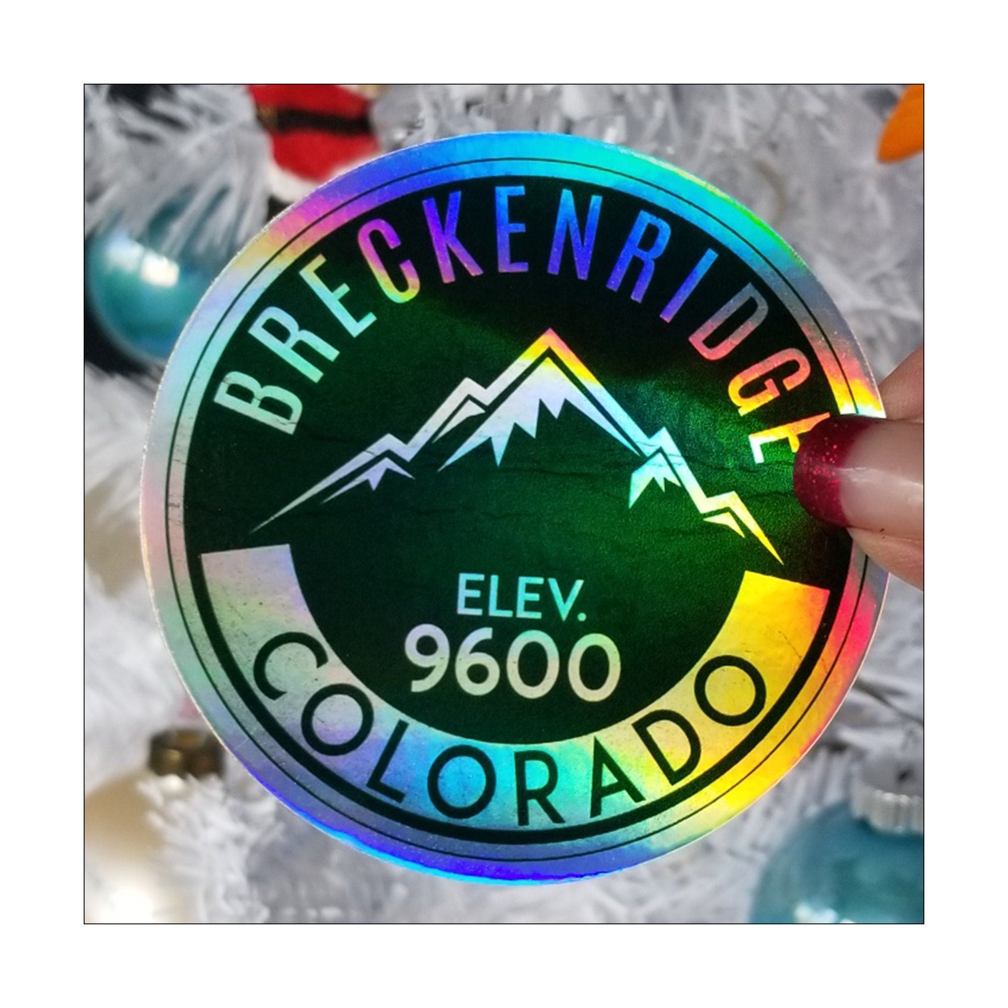 Skiing Breckenridge Colorado Decal Sticker 3" Hiking Holographic Hologram Ski