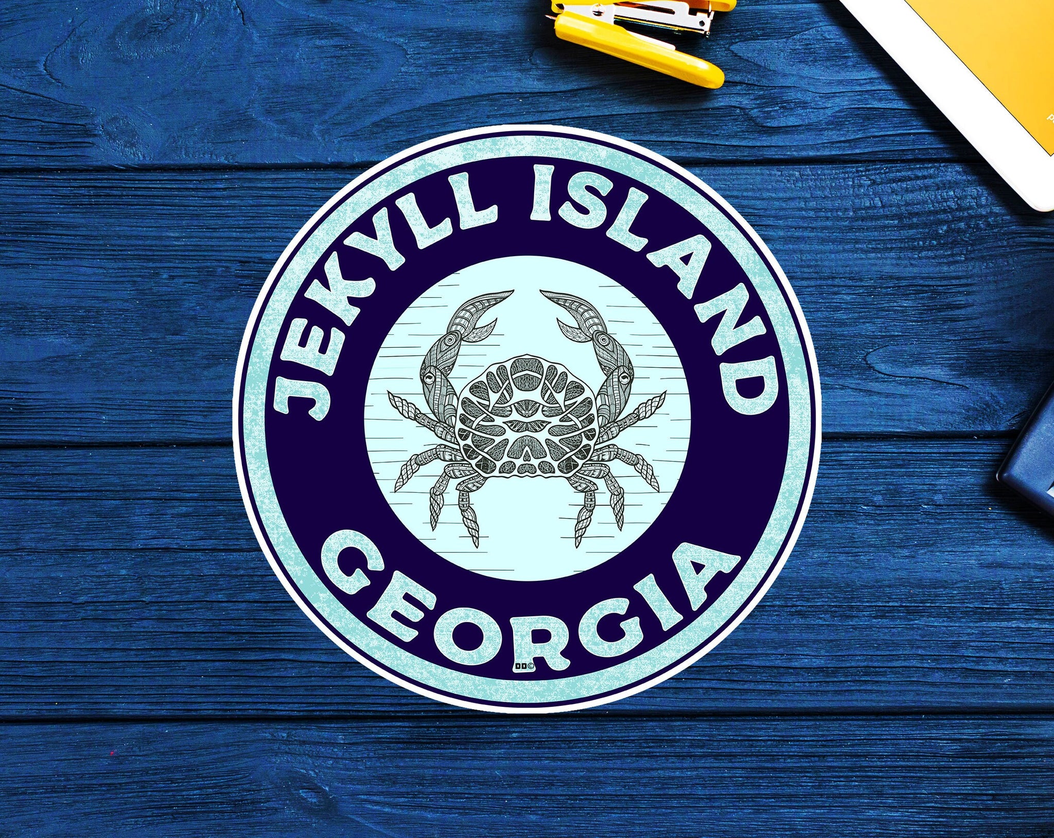 Jekyll Island Georgia Decal Sticker Atlantic Ocean Crab Vinyl Indoor Outdoor 3" or 3.5"