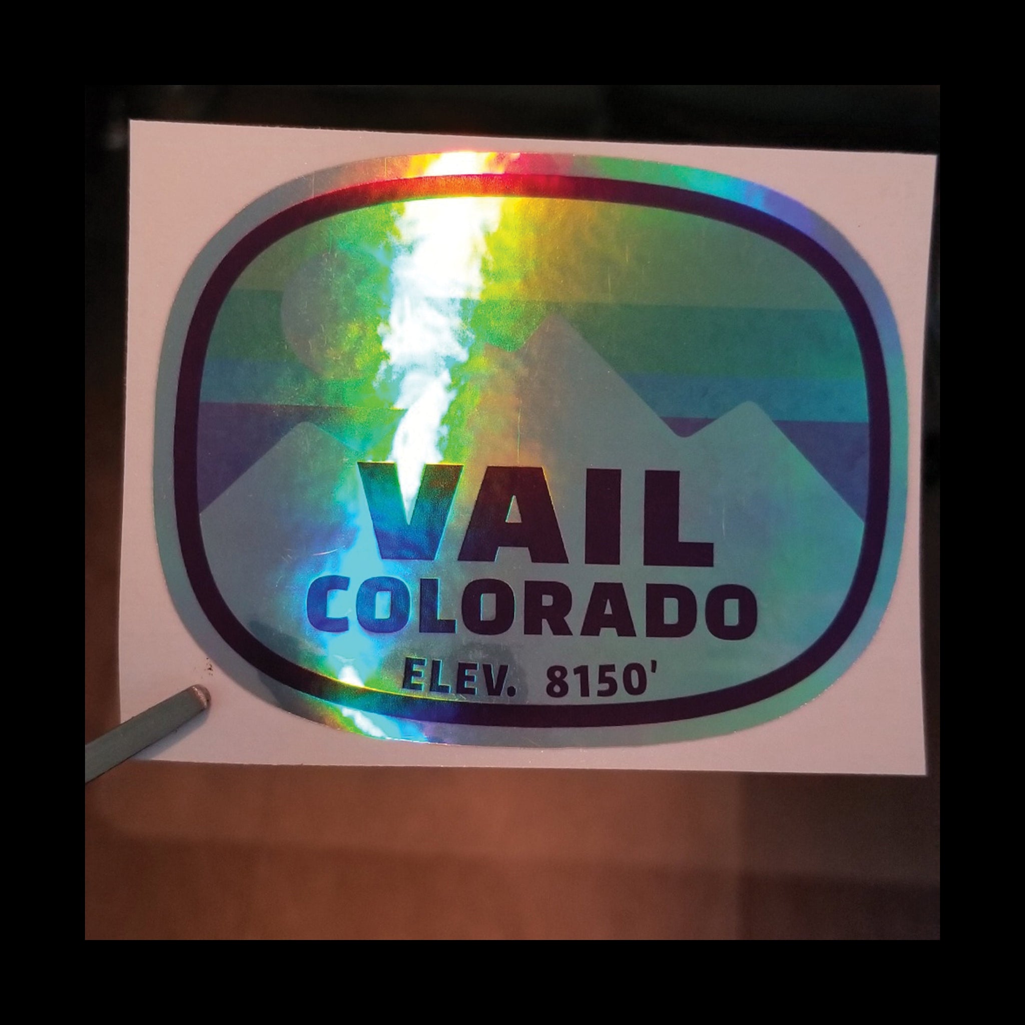 Skiing Vail Colorado Holographic Sticker Decal 3.75" Snowboarding Ski Hologram