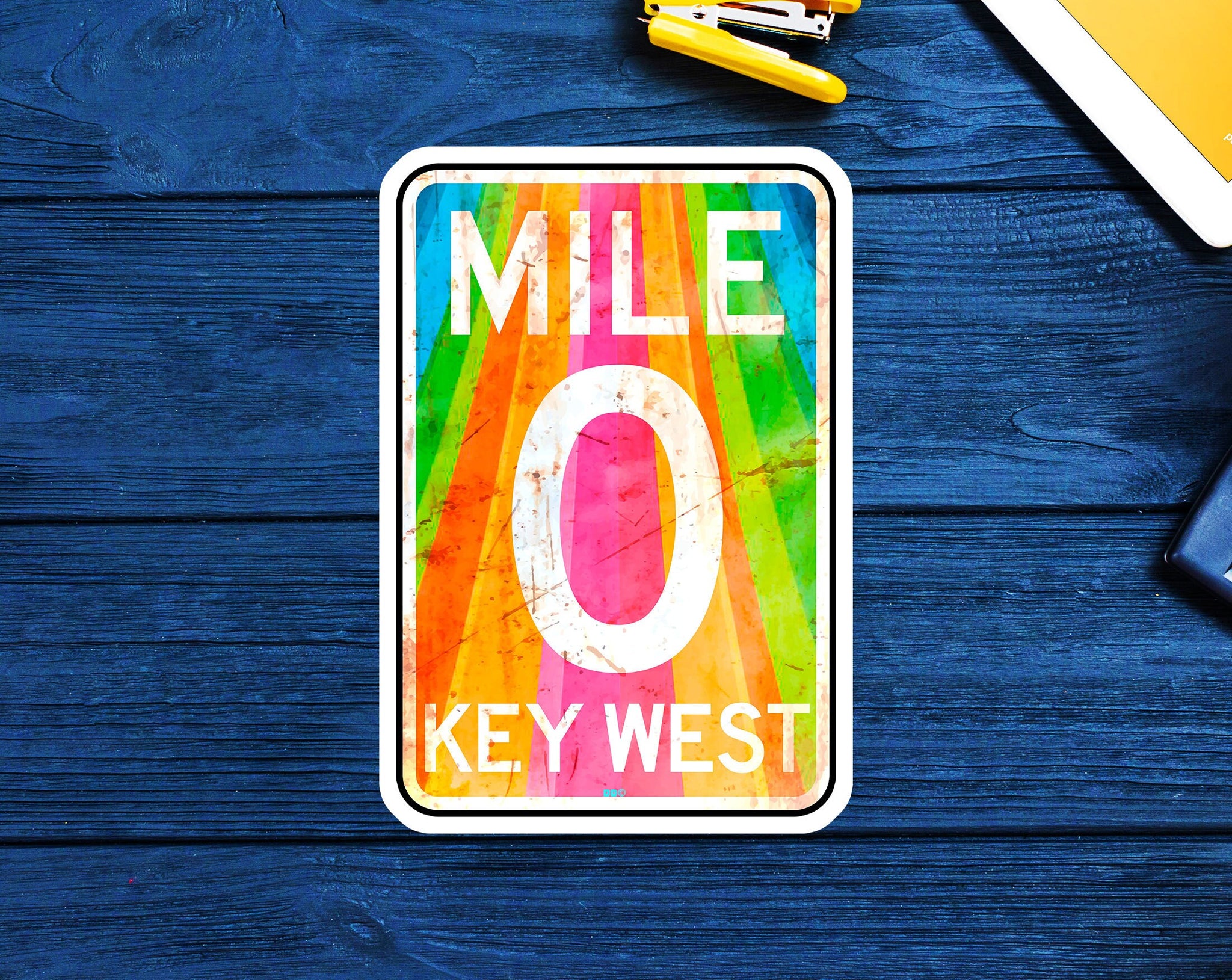 Key West Mile 0 Decal Sticker Atlantic Ocean Florida 3.75" A1A Vinyl Pride Rainbow