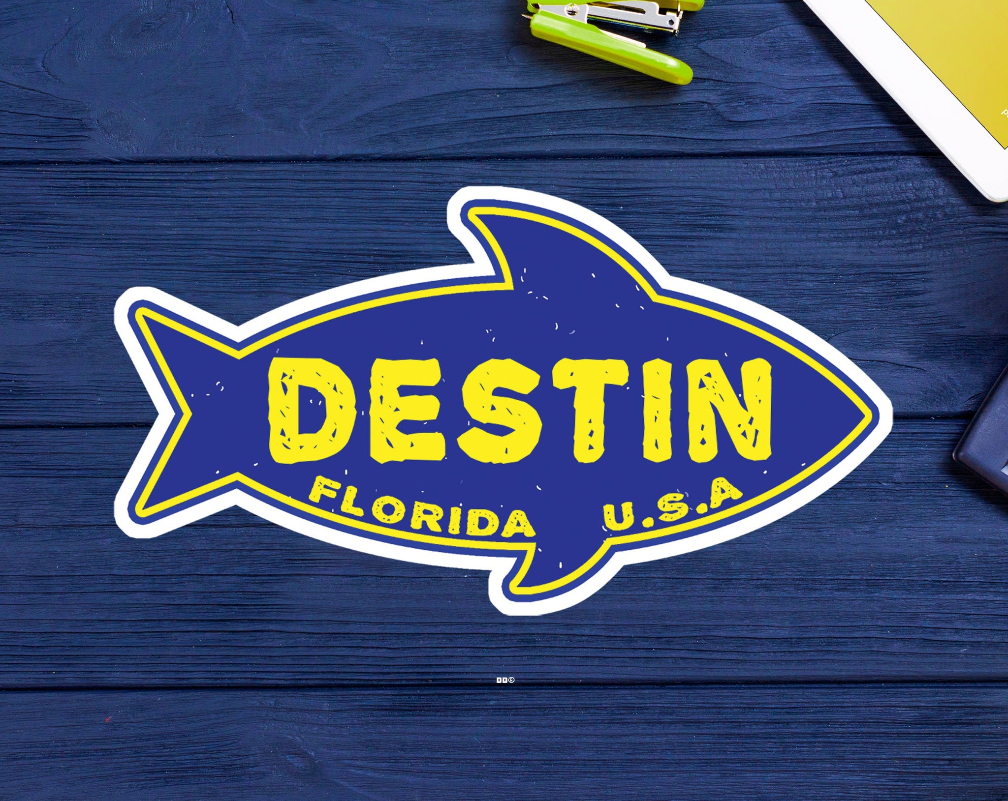 Destin Florida Fish Decal Sticker 3.9" X 2"
