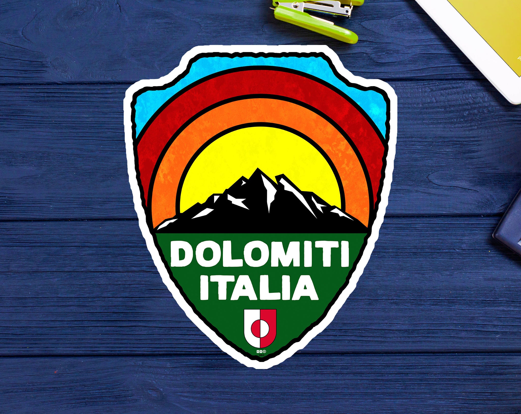 Ski Dolomiti Italia Decal Sticker Vinyl 3.25" x 2.75" Dolomites Italy Skiing