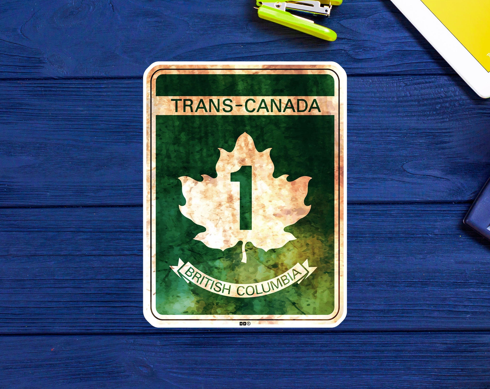 Trans Canada Highway Sticker Decal 3.75" to 5" British Columbia Rusted