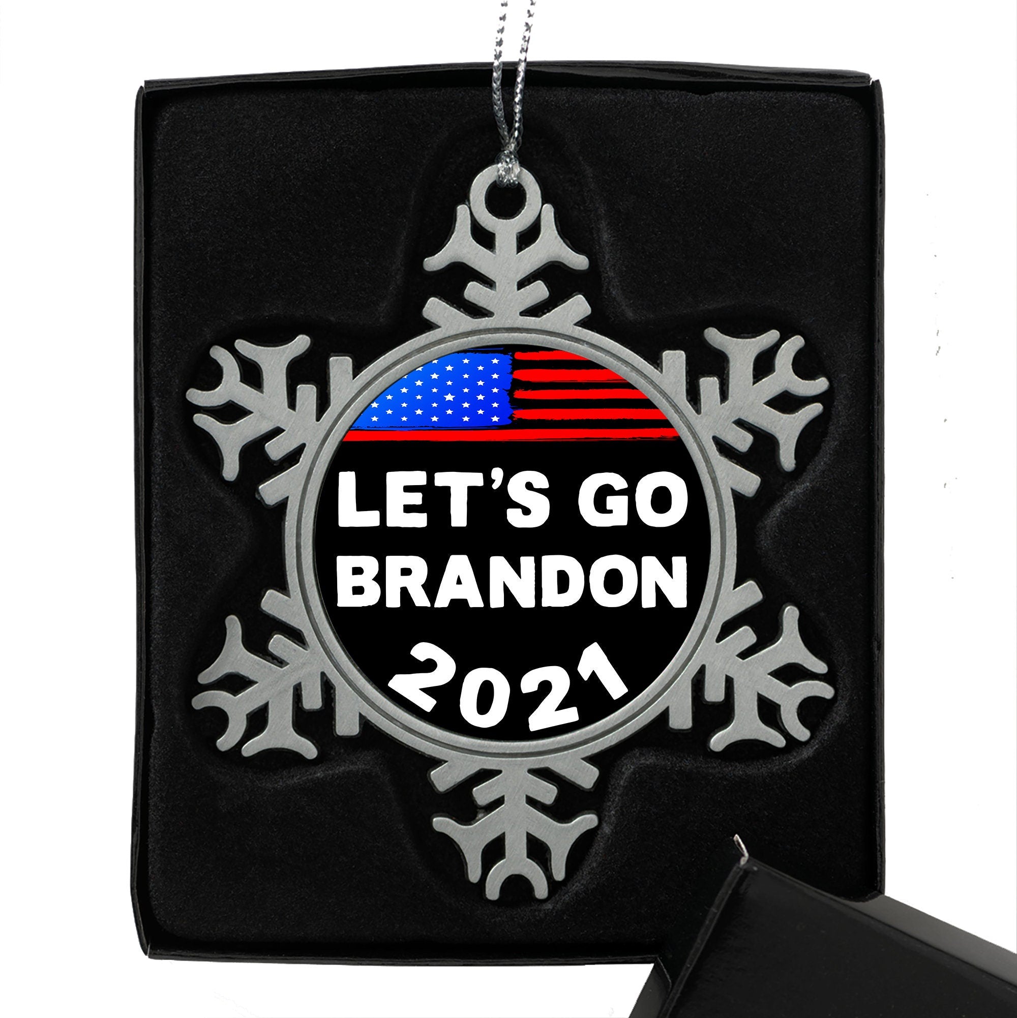 Let's Go Brandon Ornament Pewter Finish Christmas 3" Metal NEW