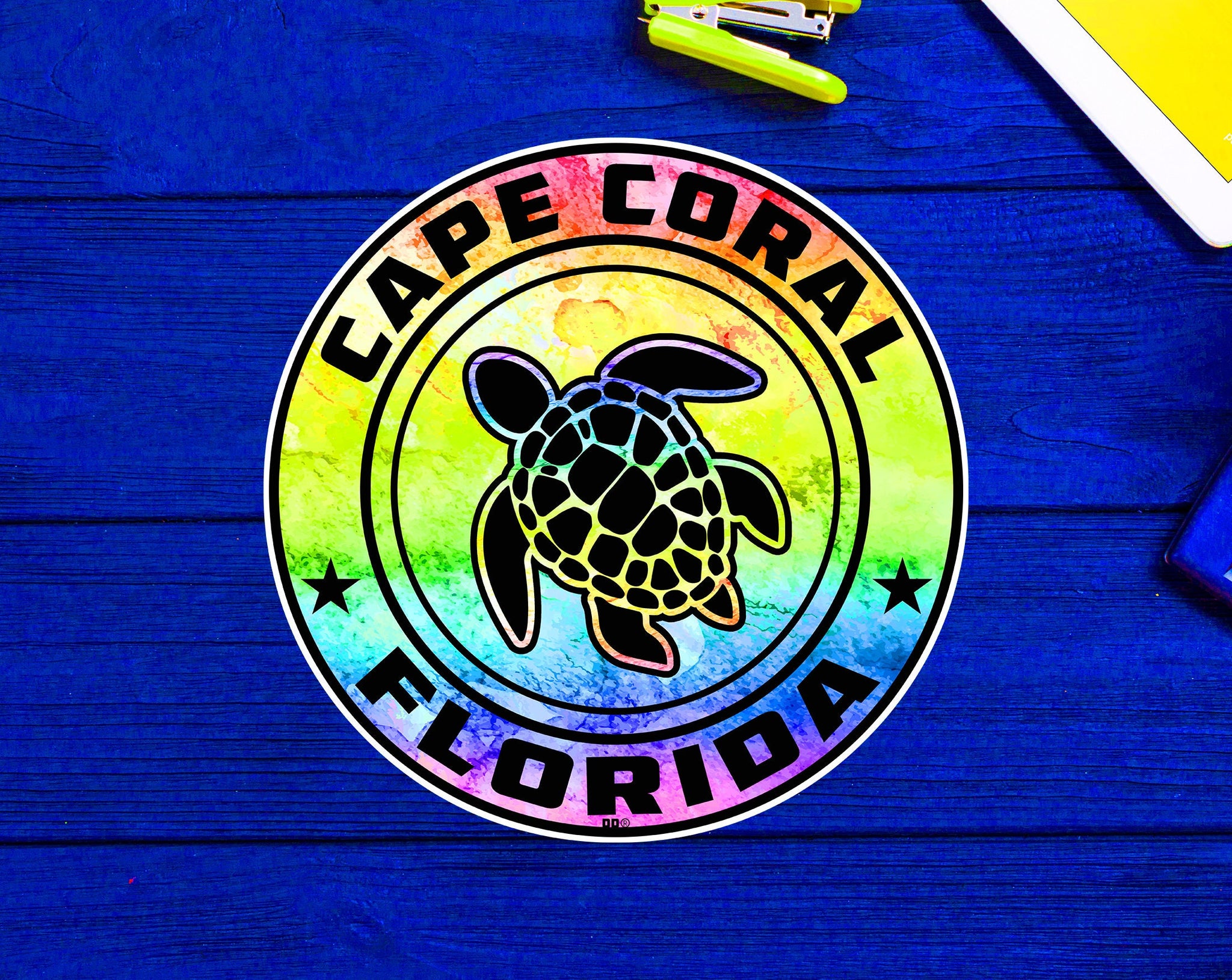 Cape Coral Florida Beach Sticker Decal 3" Vinyl Sea Turtle