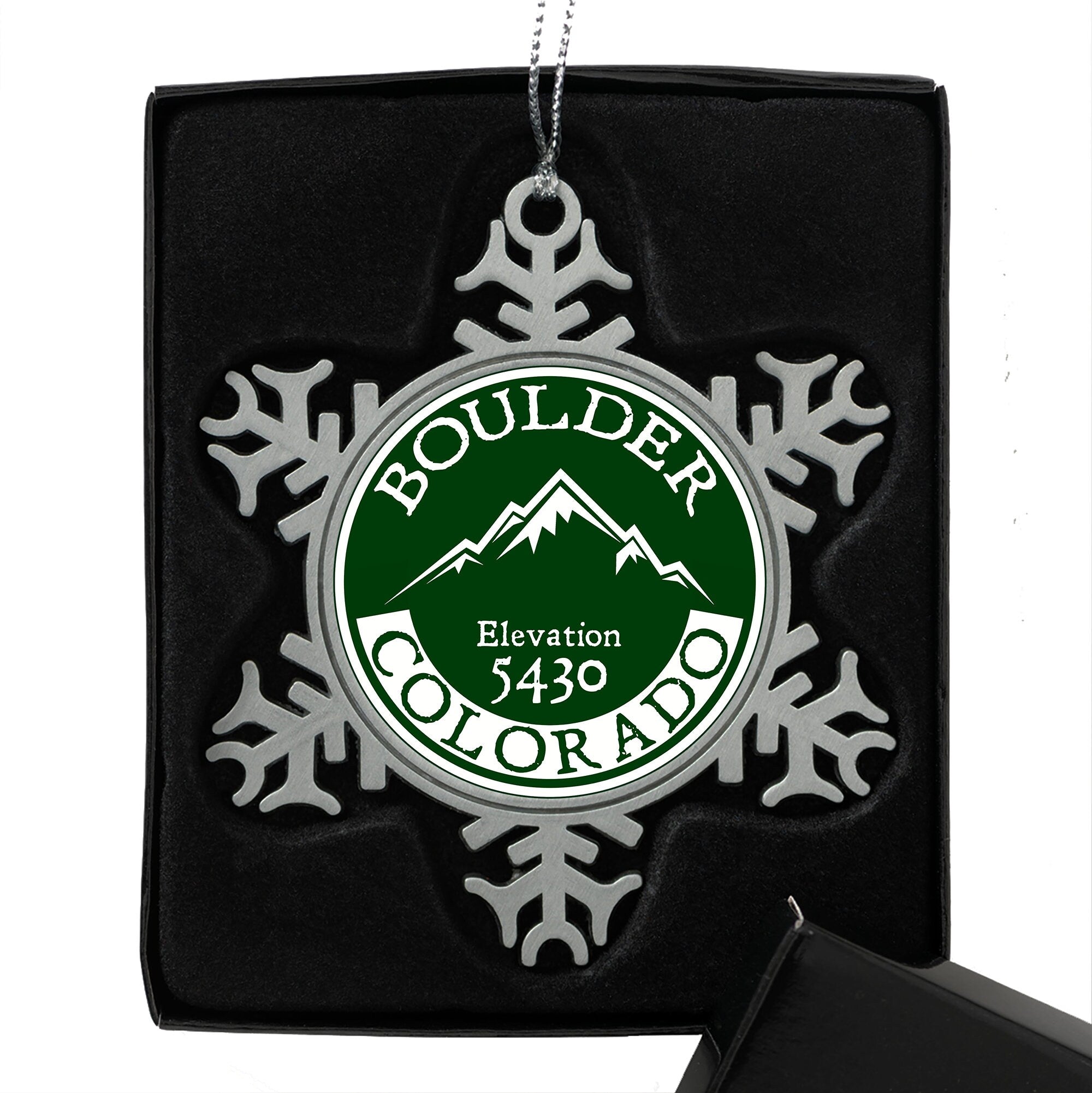 Pewter Christmas Ornament Boulder Colorado 3" Metal