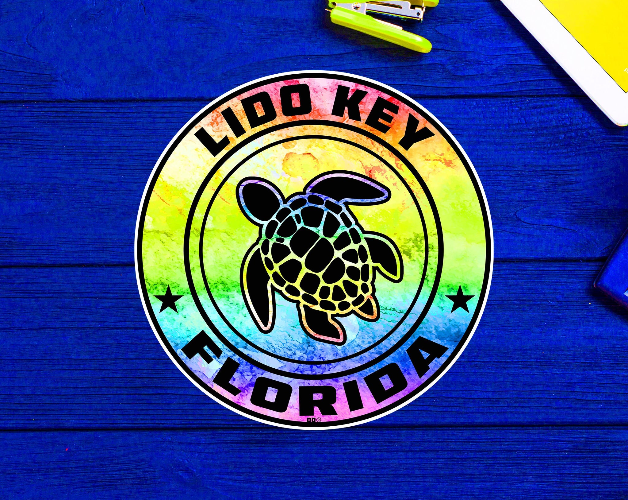 Lido Key Florida Beach Sticker Decal 3" Vinyl Sea Turtle