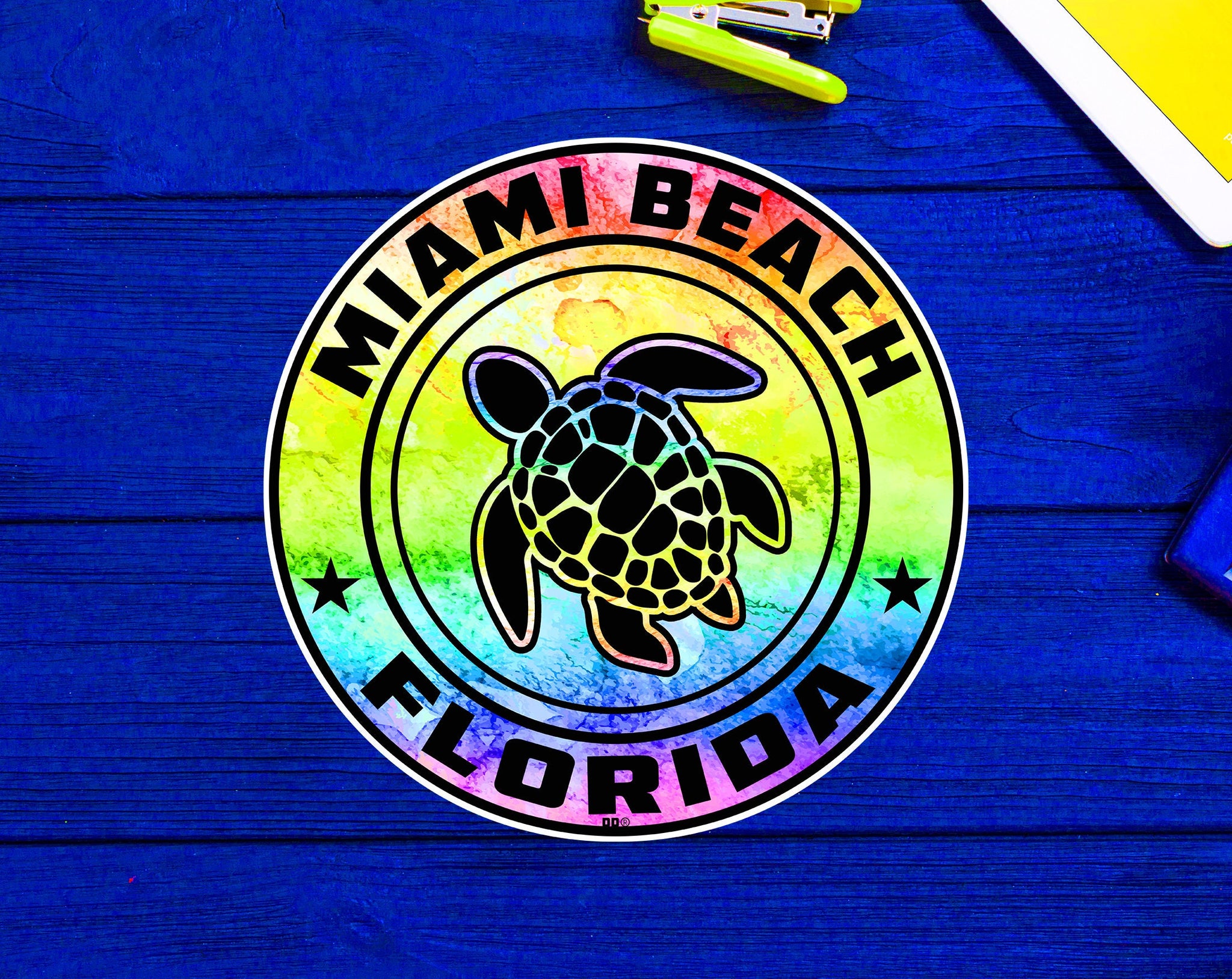 Miami Beach Florida Beach Sticker Decal 3" Vinyl Sea Turtle