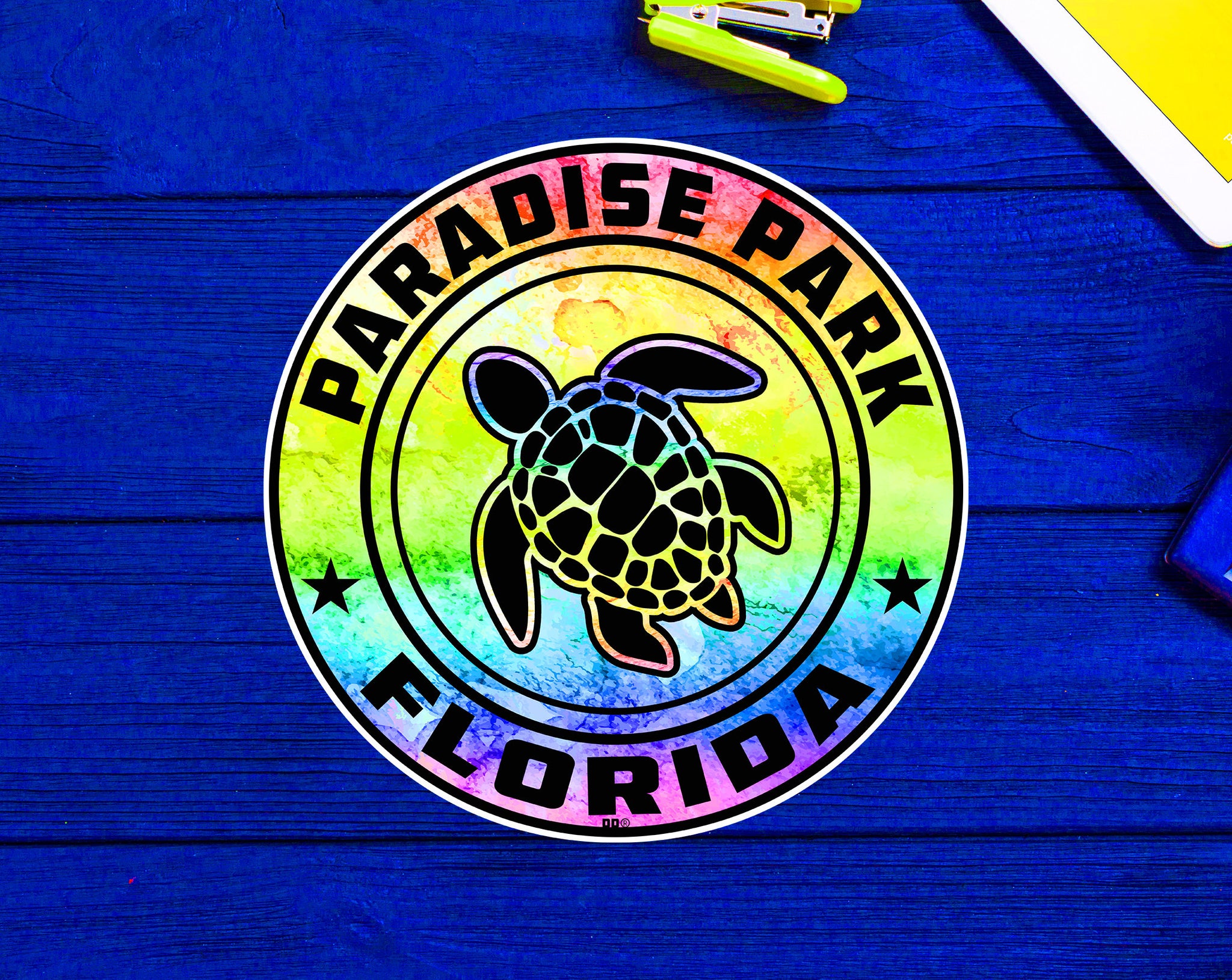 Paradise Park Beach Florida Beach Sticker Decal 3" Vinyl Sea Turtle