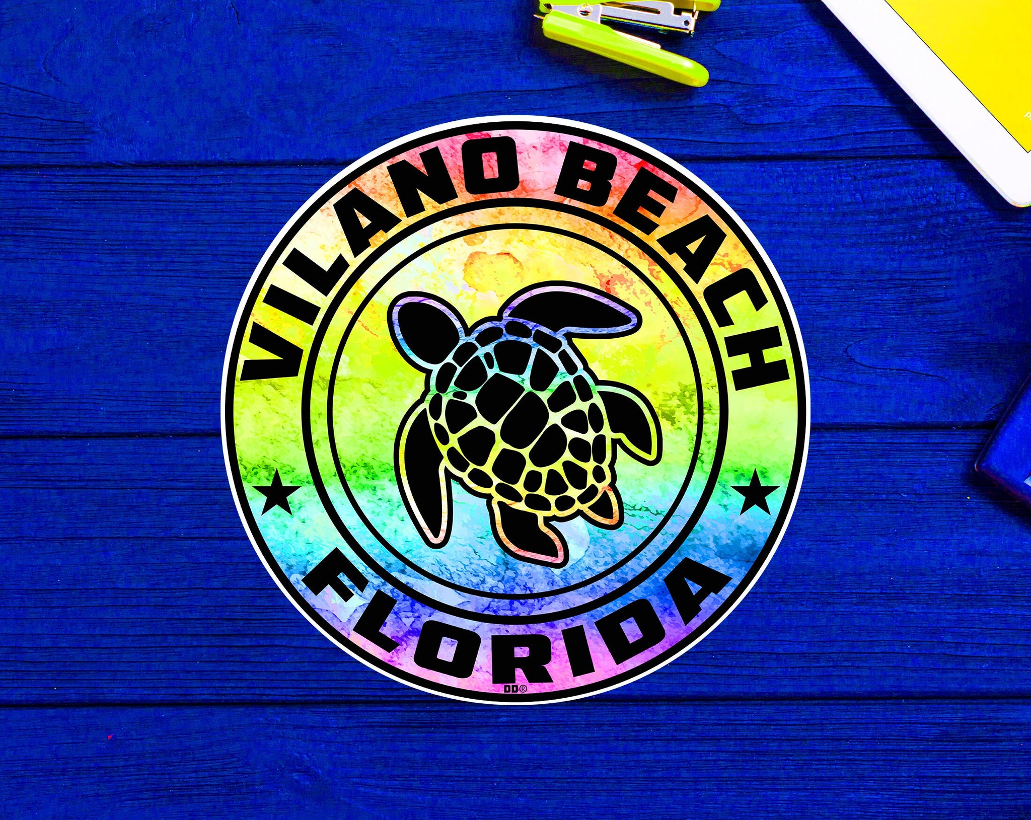 Vilano Beach Florida Beach Sticker Decal 3" Vinyl Sea Turtle