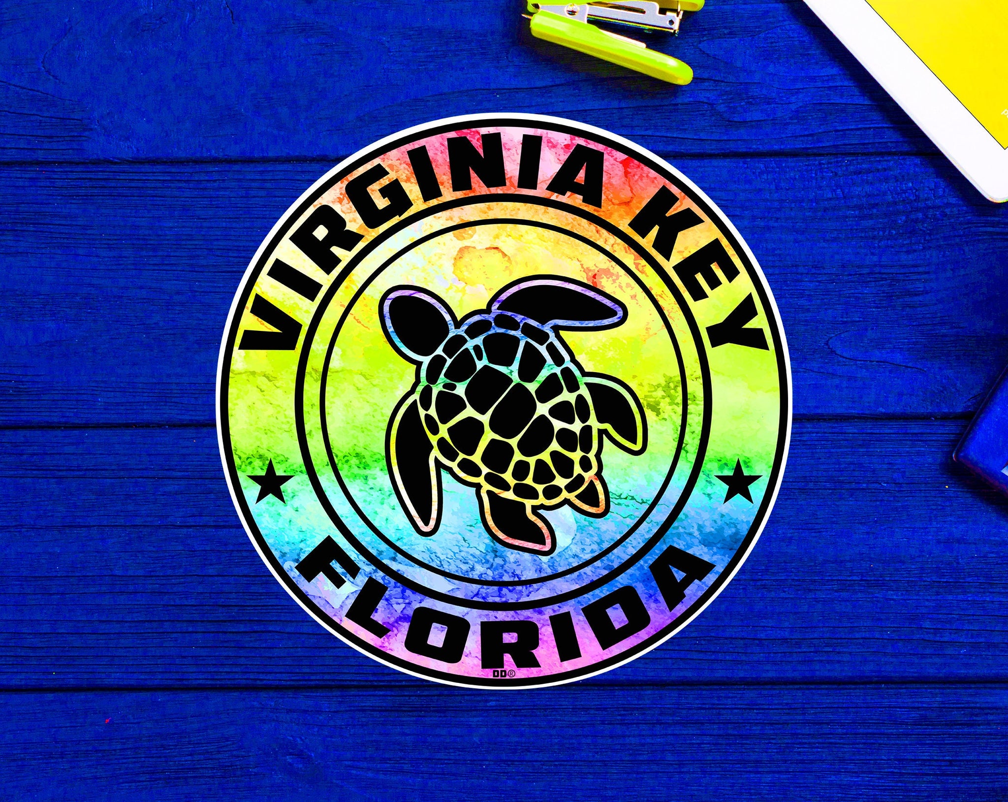 Virginia Key Florida Beach Sticker Decal 3" Vinyl Sea Turtle