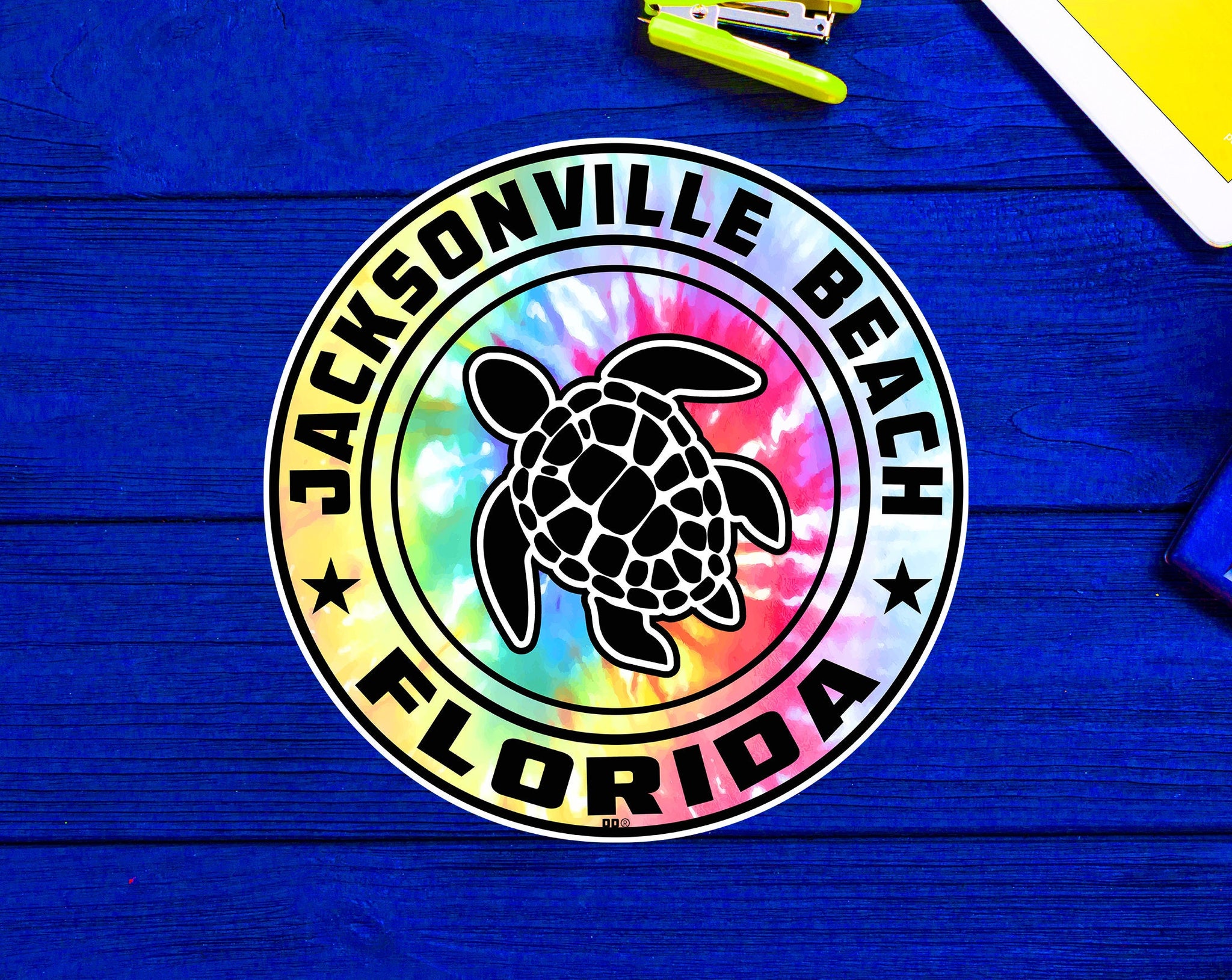 Jacksonville Beach Florida Beach Sticker Decal 3" Vinyl Sea Turtle