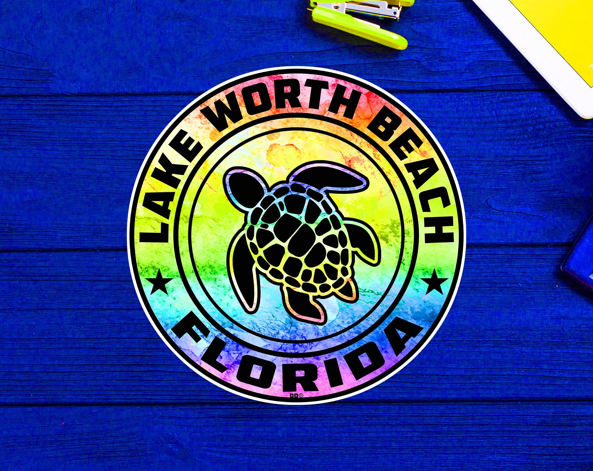 Lake Worth Beach Florida Beach Sticker Decal 3" Vinyl Sea Turtle