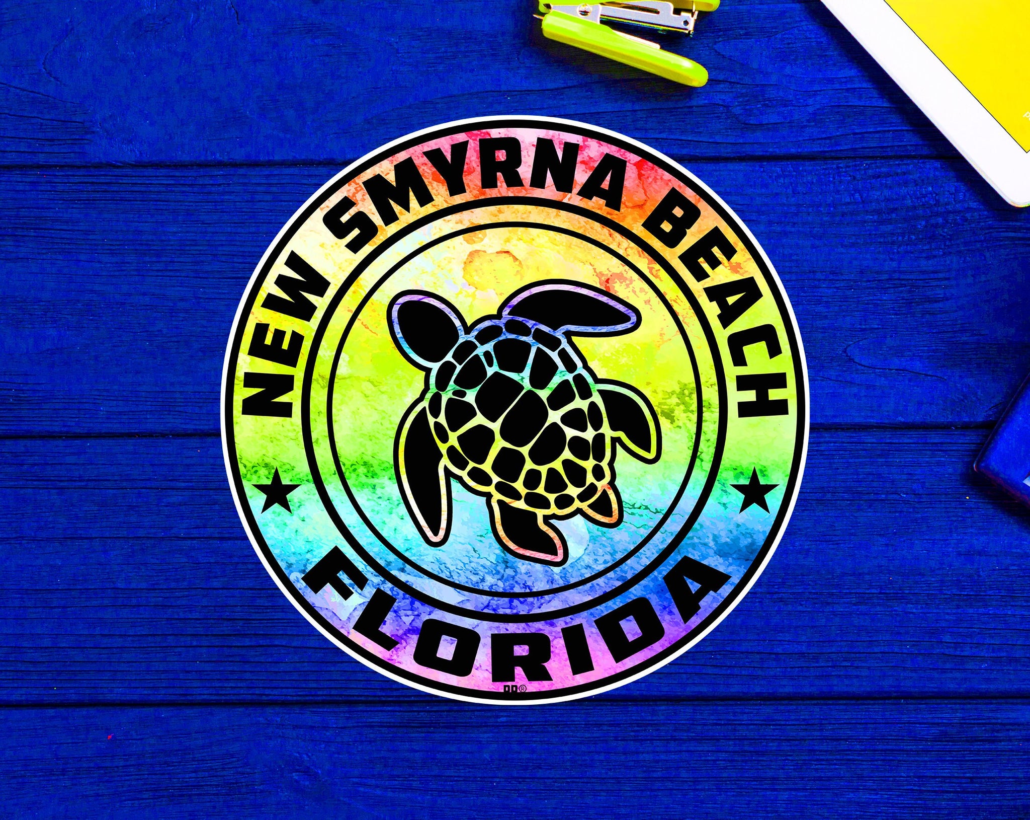 New Smyrna Beach Florida Beach Sticker Decal 3" Vinyl Sea Turtle