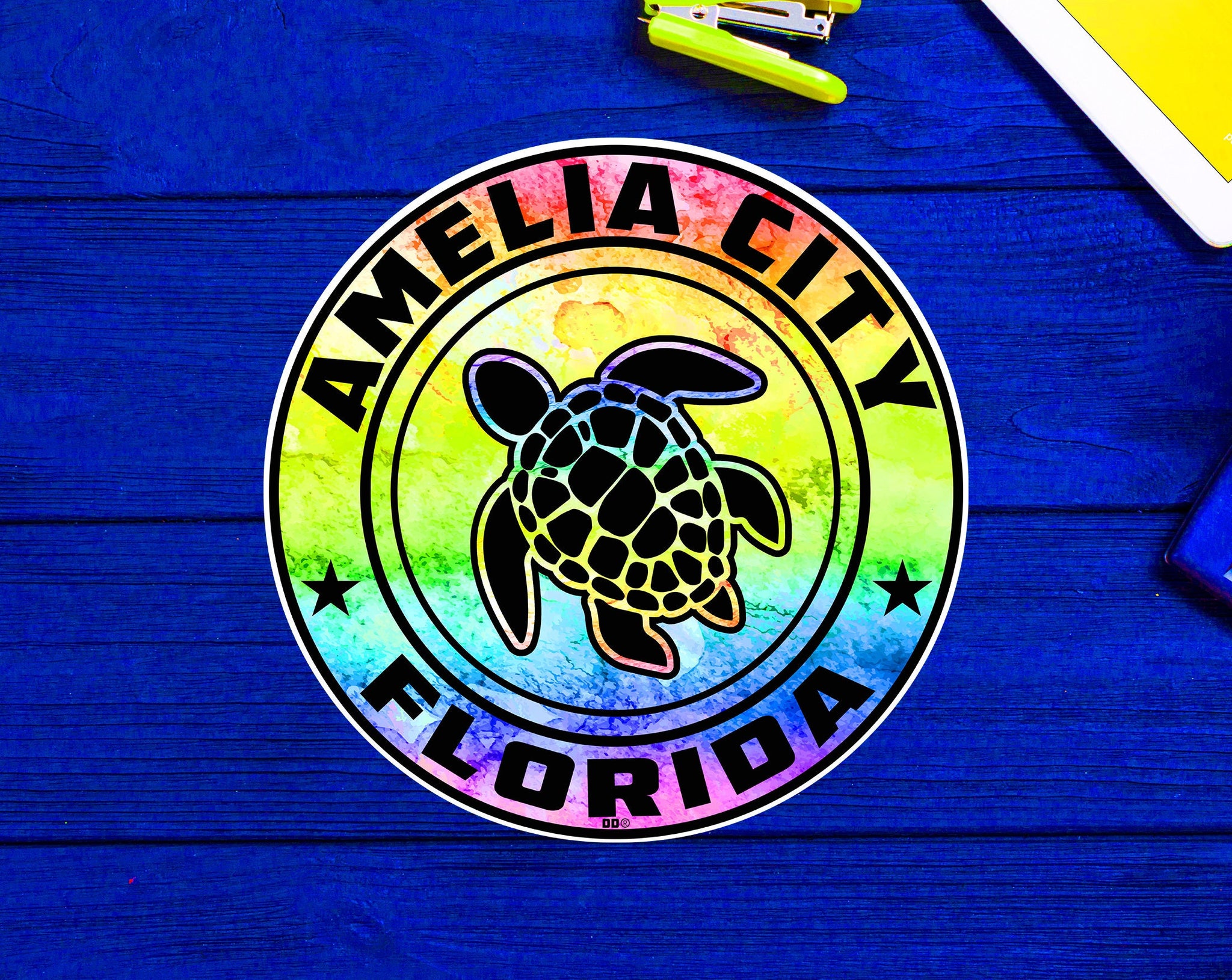 Amelia City Florida Beach Sticker Decal 3" Vinyl