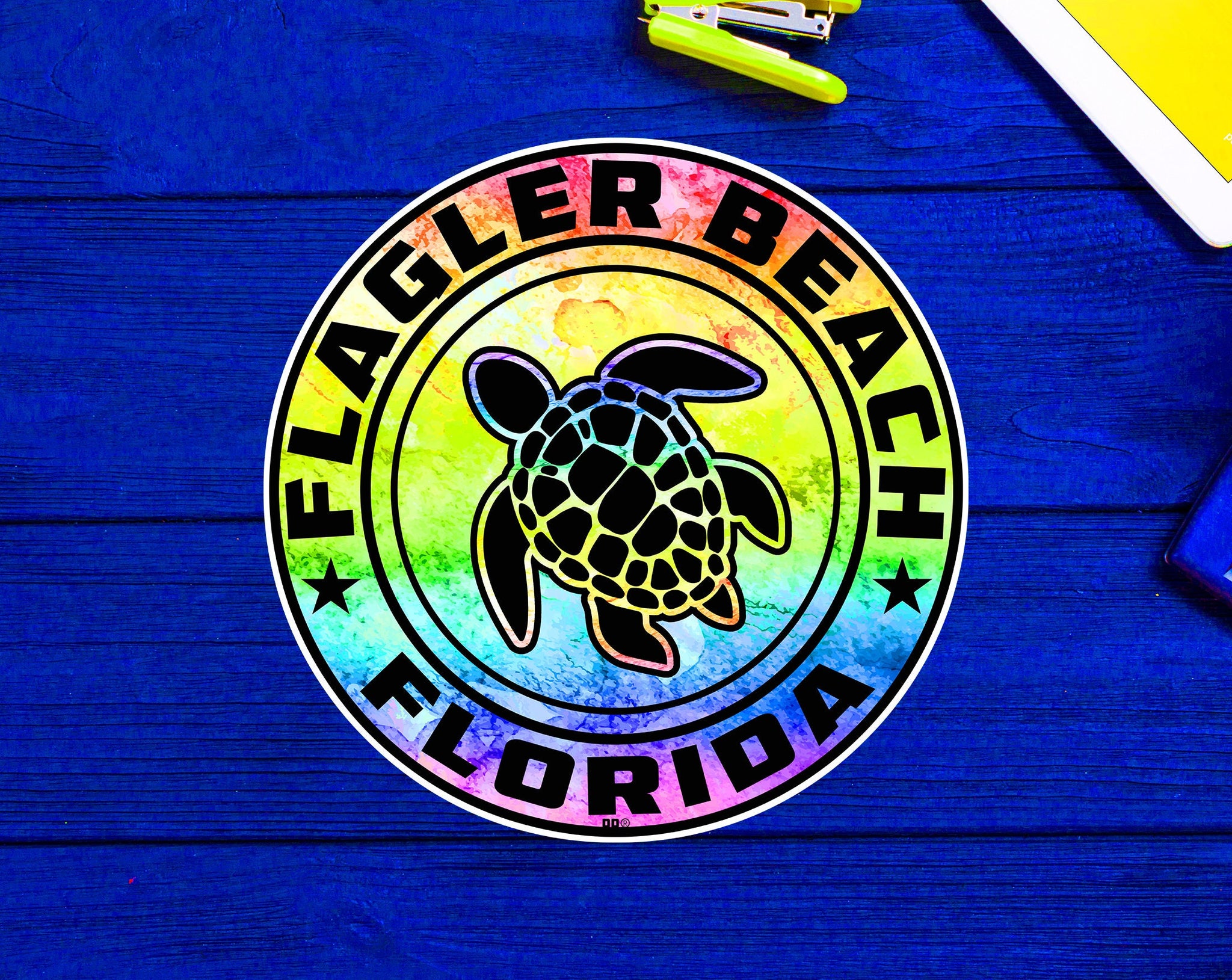 Flagler Beach Florida Beach Sticker Decal 3" Vinyl Sea Turtle