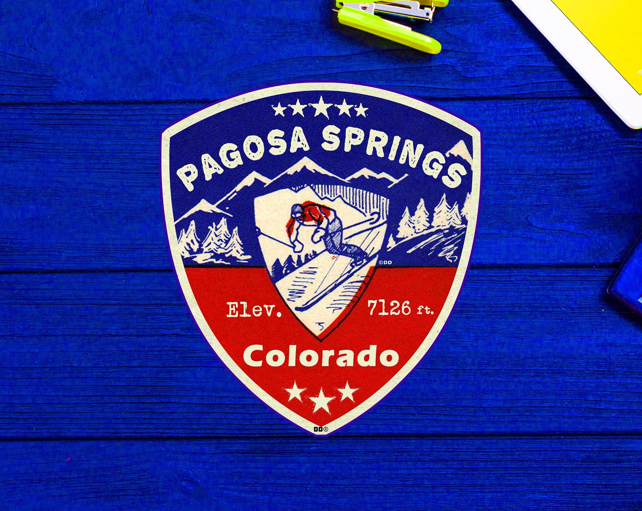 Pagosa Springs Colorado Skiing Ski Mountains Skier Sticker 3.25"
