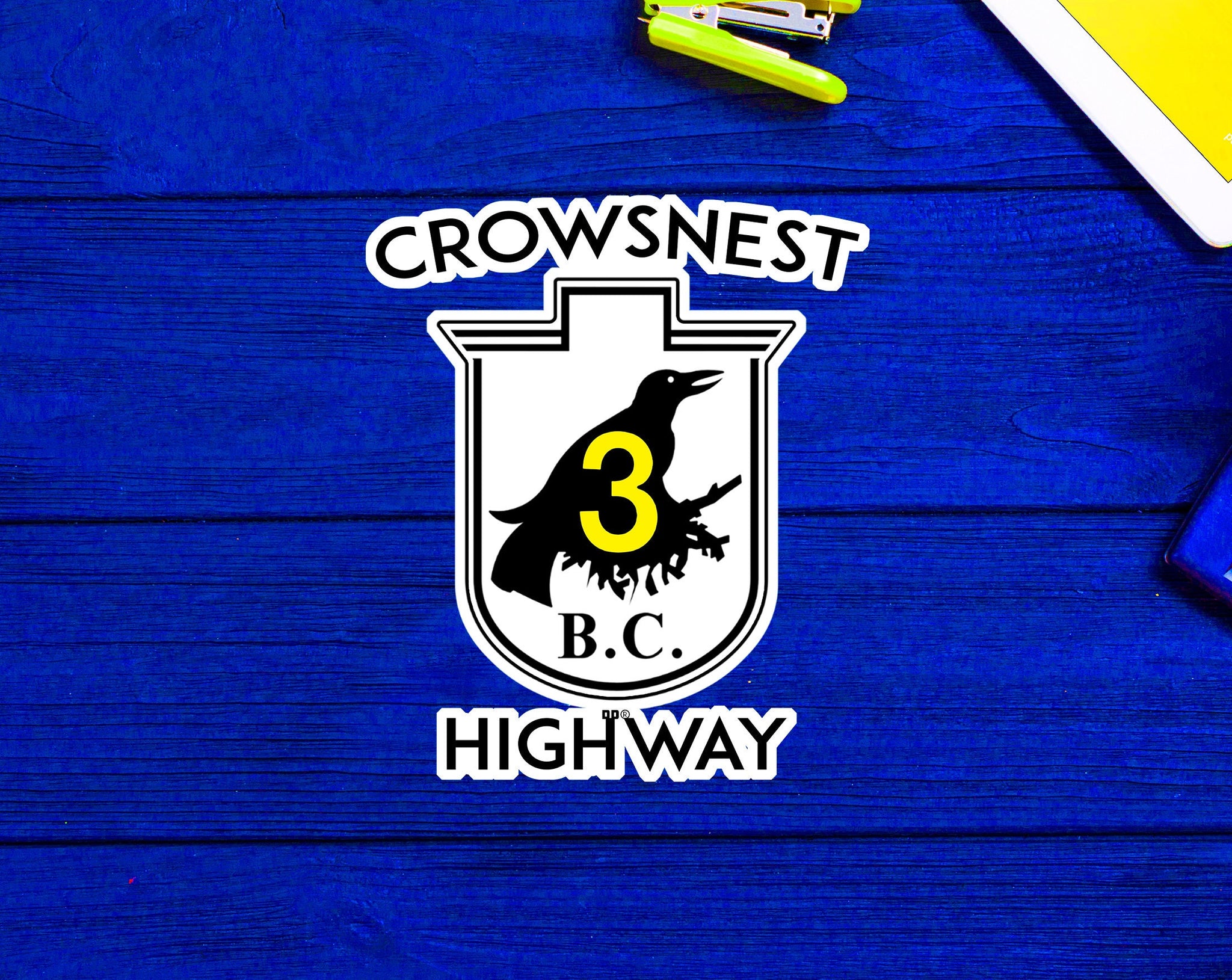 Crowsnest Highway British Columbia Canada 3 Crows Nest BC Sticker 3" x 3.5"
