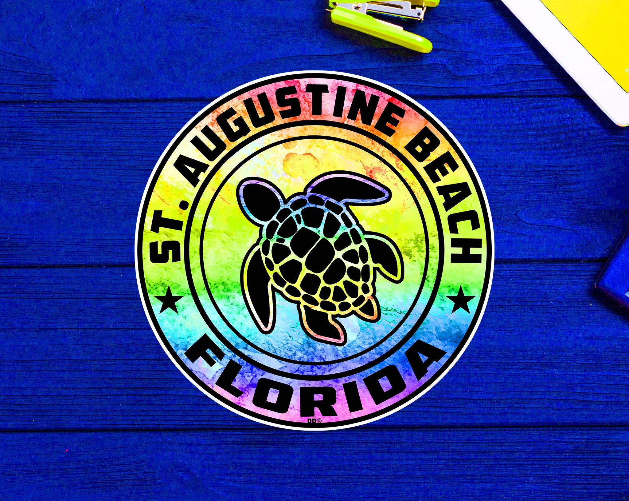 St. Augustine Beach Florida Beach Sticker Decal 3" Vinyl Sea Turtle