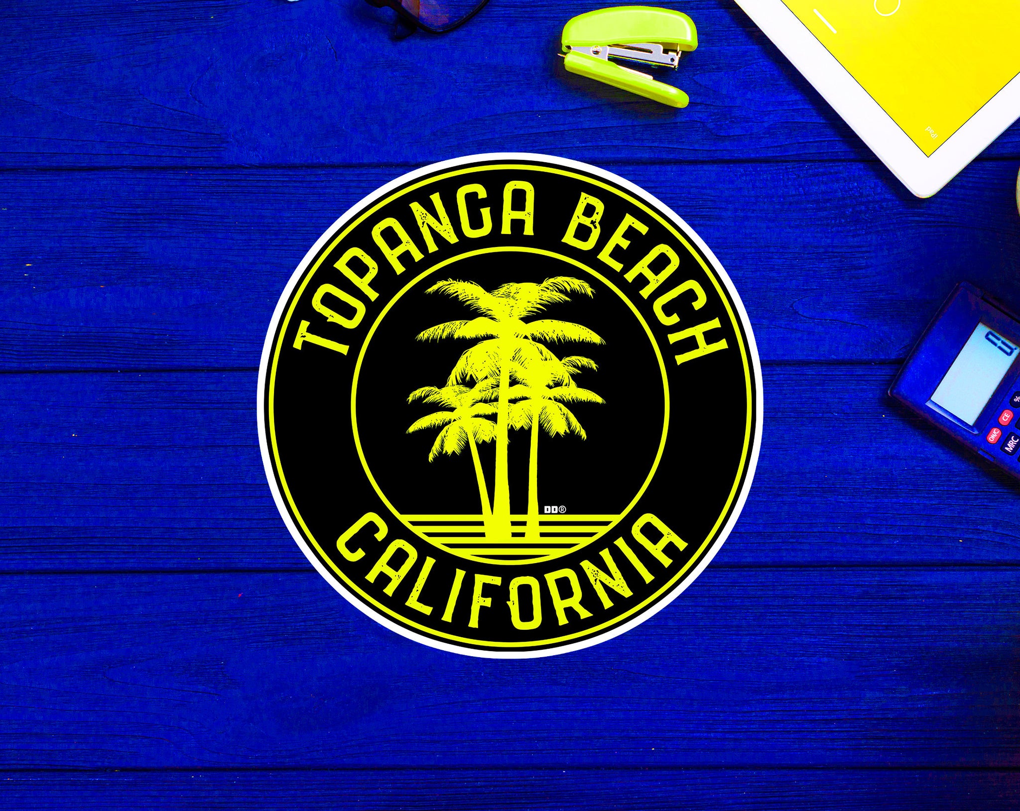 3" Topanga Beach California Decal Sticker Palm Trees Vinyl