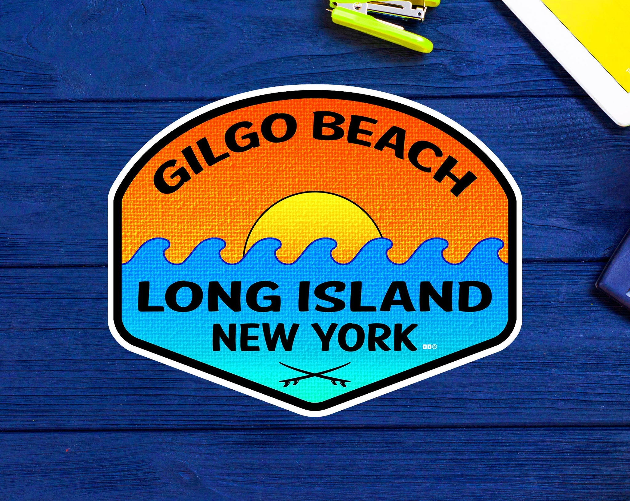 Gilgo Beach Sticker Decal 3.75" Vinyl Surfing New York Long Island Surf