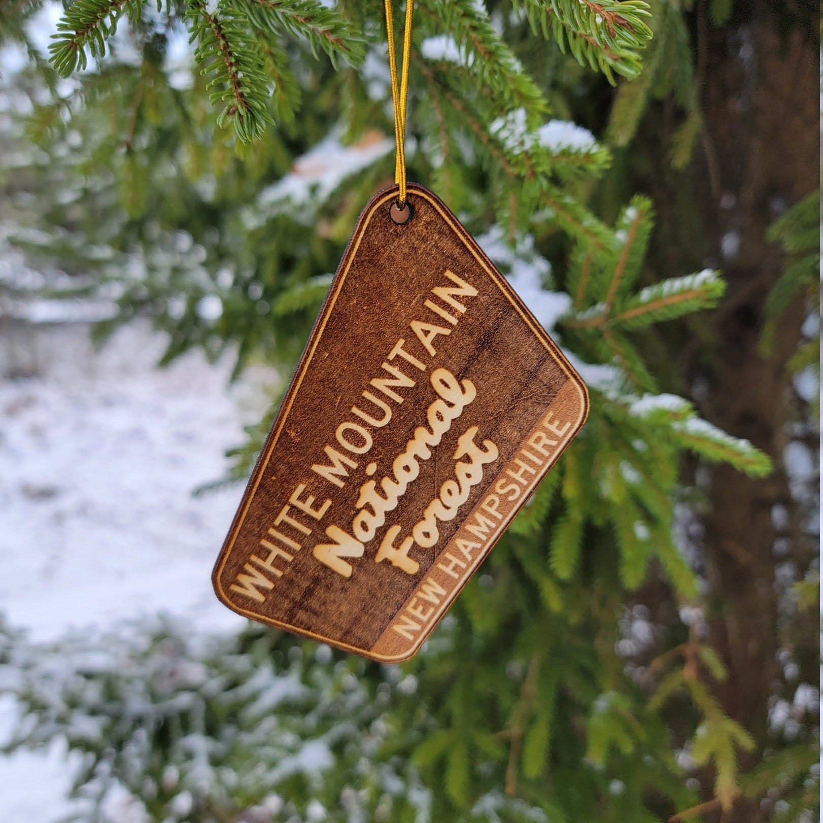 White Mountain National Forest Wood Keychain or Ornament New Hampshire