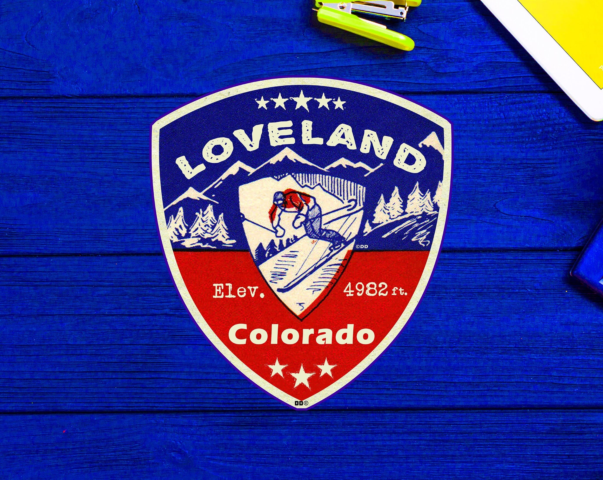 Loveland Colorado Skiing Ski Mountains Skier Sticker 3.25"