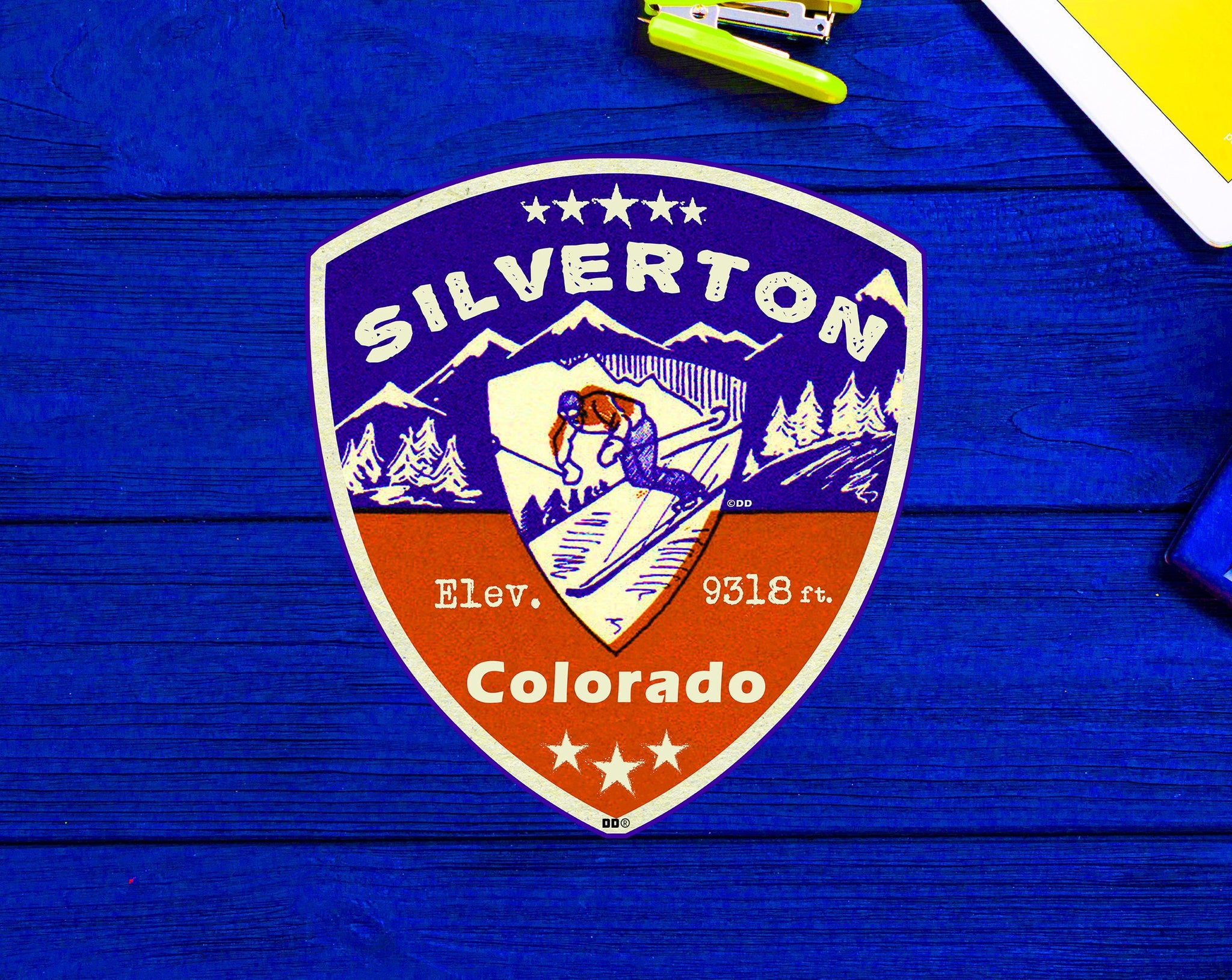 Silverton Colorado Skiing Ski Mountains Skier Sticker 3.25"