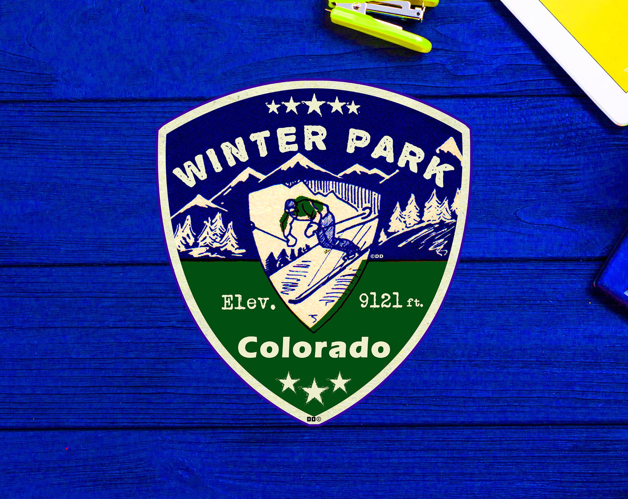 Winter Park Colorado Skiing Ski Mountains Skier Sticker 3.25"