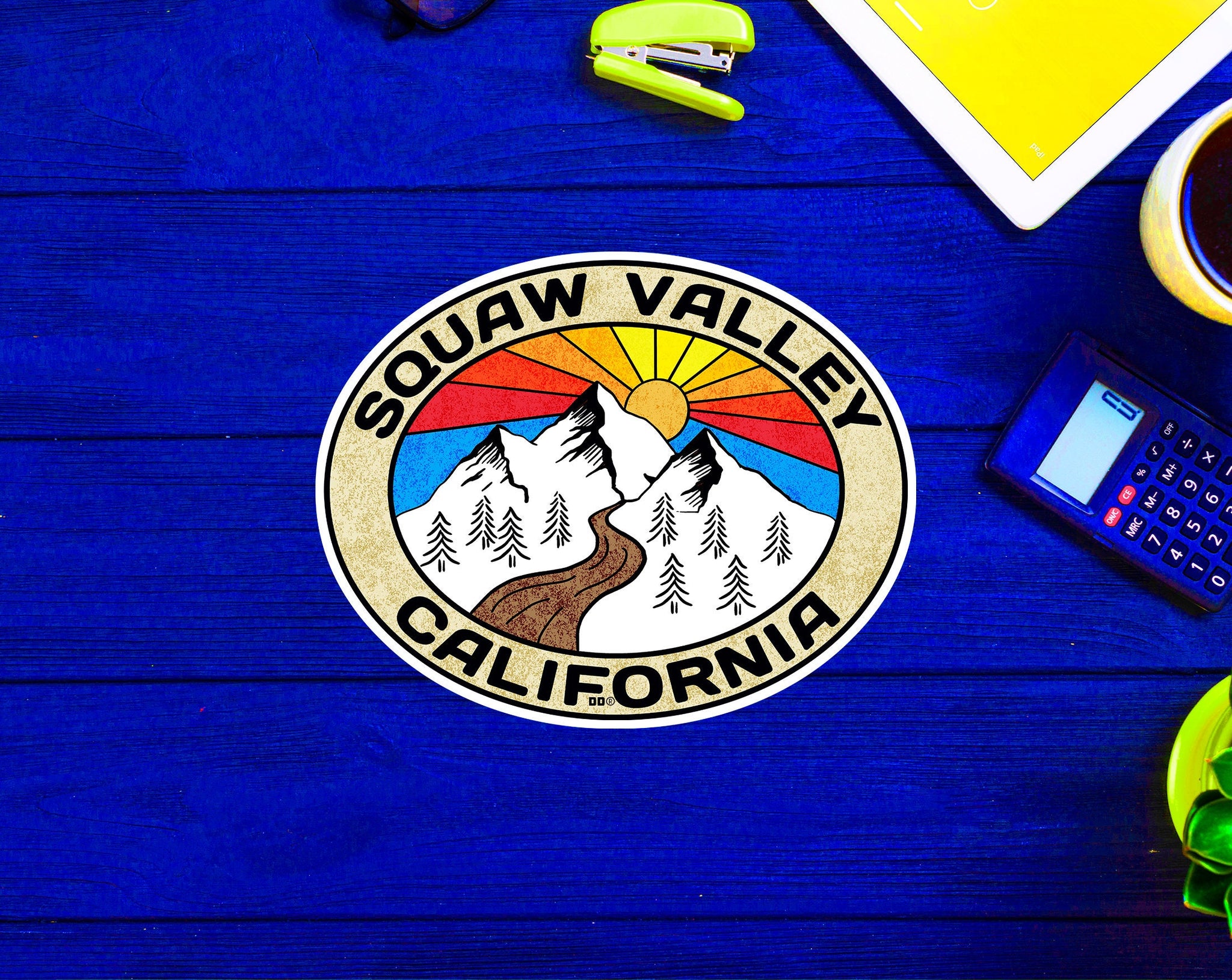Squaw Valley California Ski Mountains Skiing Sticker 3.8" x 3"